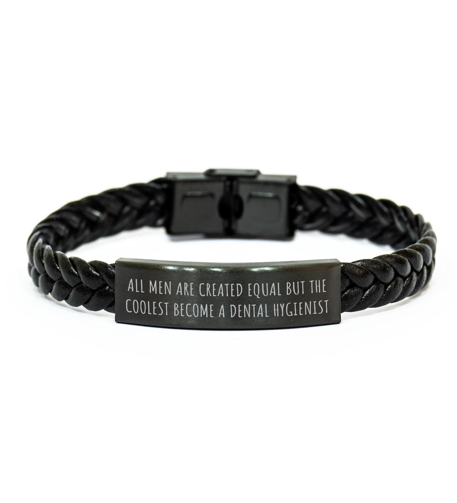Dental Hygienist Inspirational Gift Funny Quote Interlaced Leather Bracelet Gifts from Men for Dental Hygienist Graduation Unique Interlaced Leather Accessories