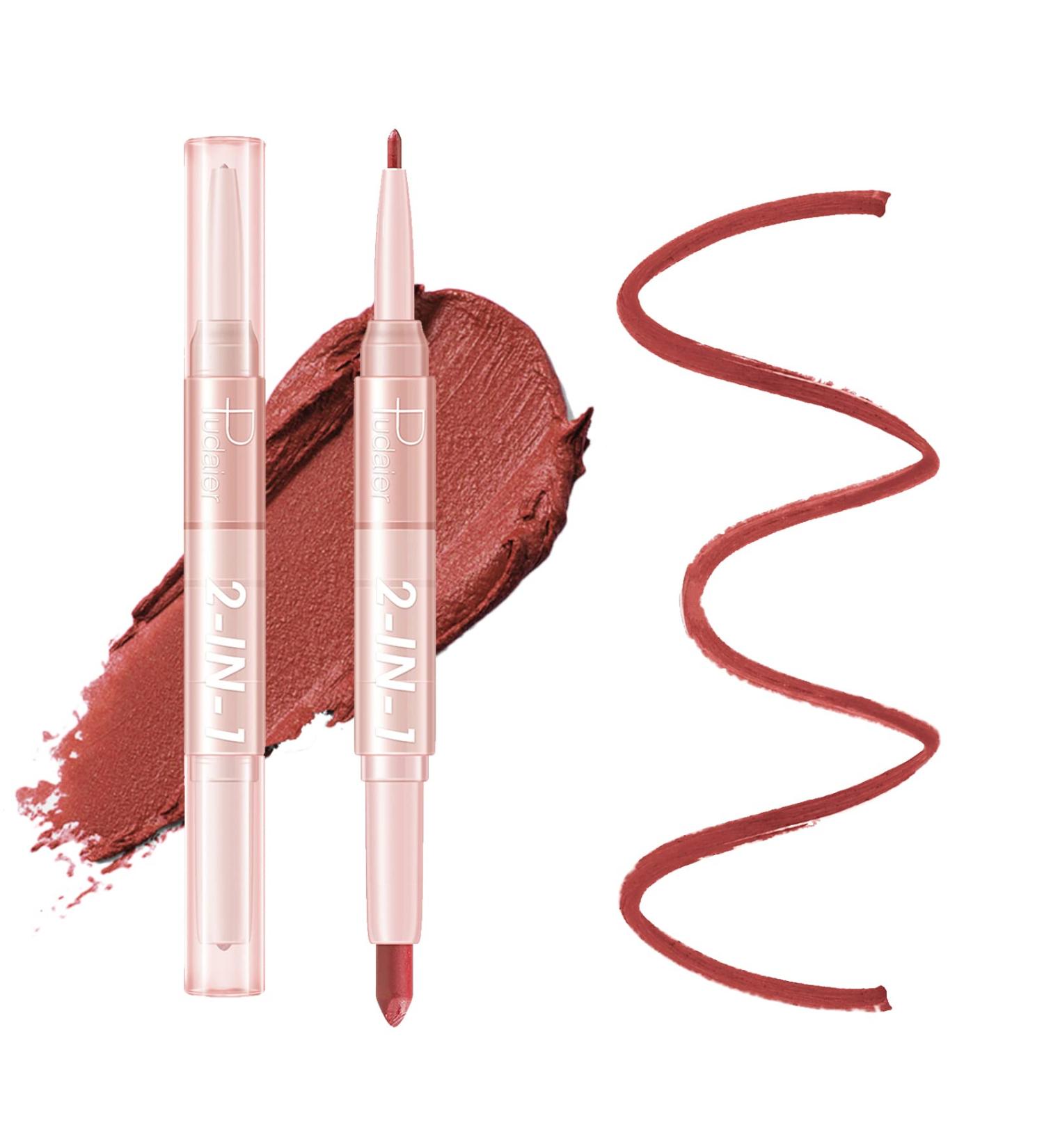Matte Nude Lipstick Set: 2-in-1 Double-ended Lip Liner & Lipstick | Long Wear, Waterproof, Non-Fading Formula for Women - Buy Online on GoSupps.com