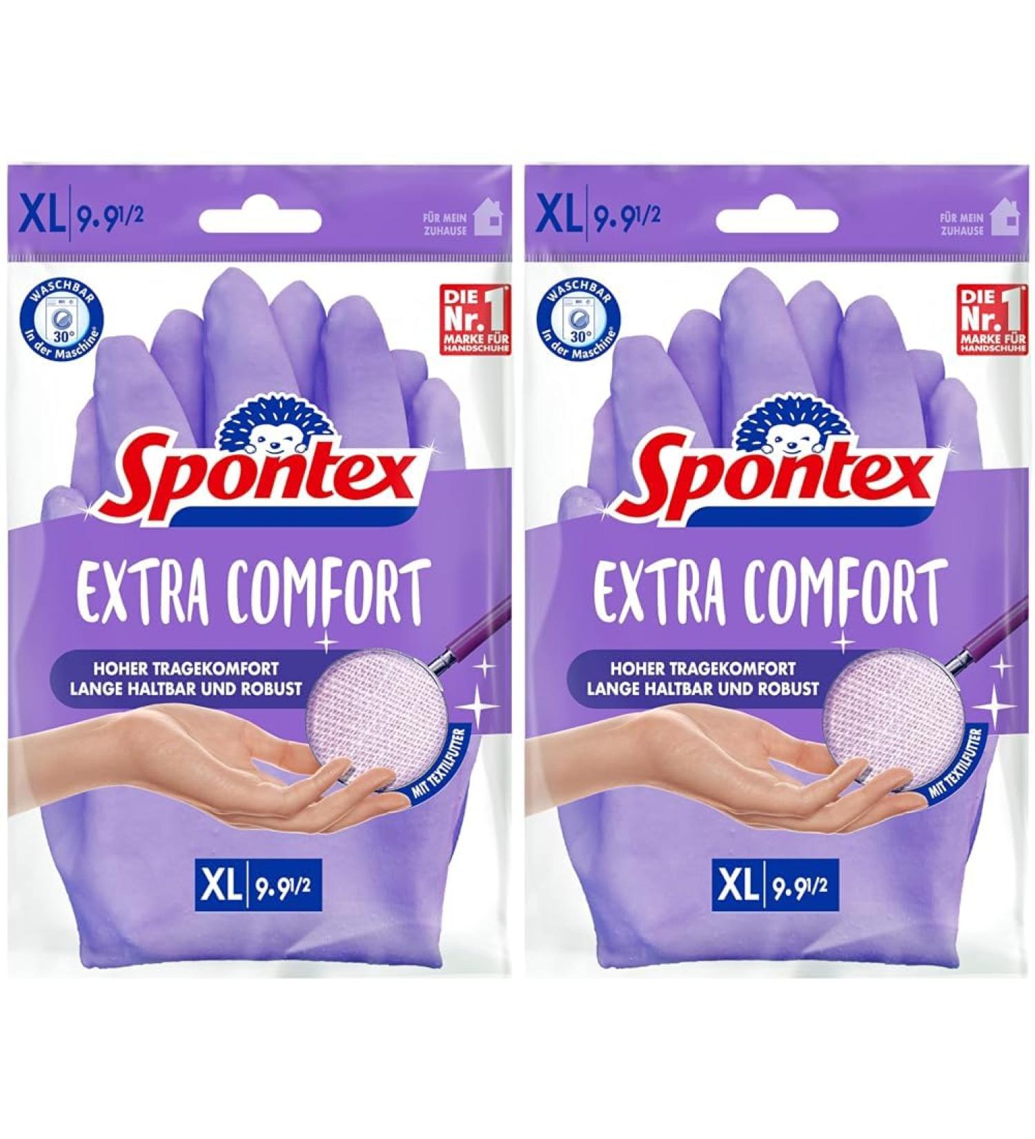 Buy Spontex Extra Comfort XL Household Gloves - Premium Cleaning Gloves with Soft Textile Lining 30 C Washable Purple - 1 Pair (Pack of 2) - Buy Online on GoSupps.com