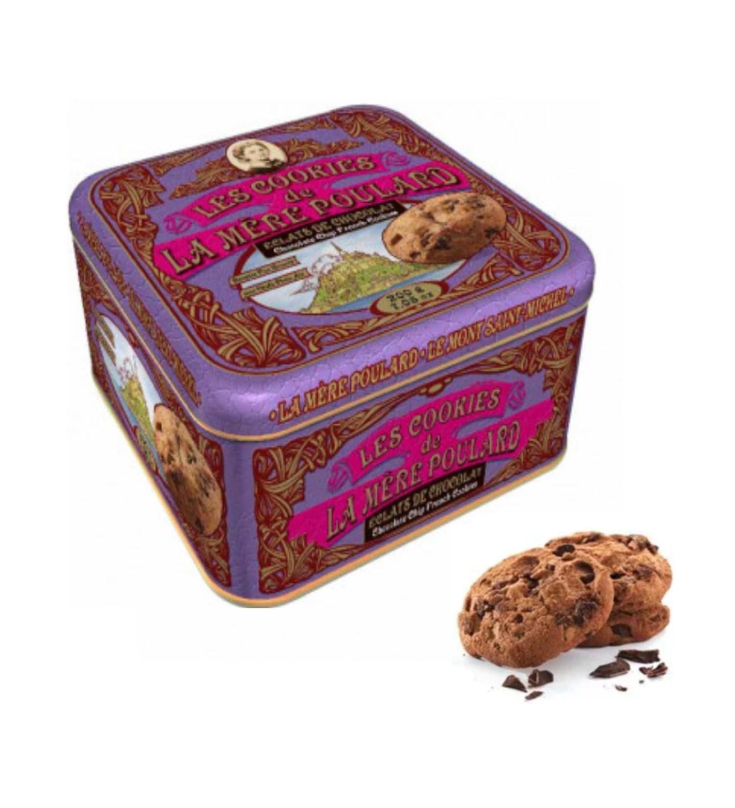  LA MERE POULARD La M re Poulard | Chocolate Biscuits Salted Butter | Can French Butter Biscuits | Shortbread Butter Chocolate Flakes - 200 g | Biscuit Gift Box with Purple Decorations - Buy Online on GoSupps.com