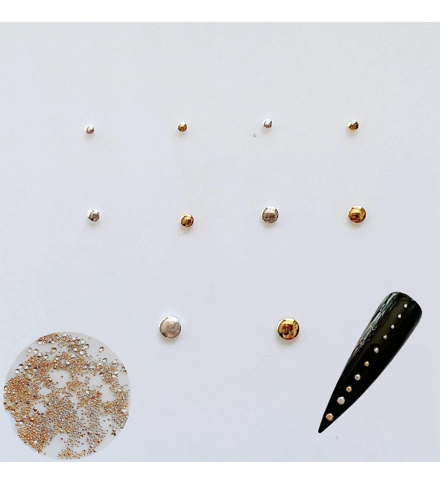 Nail Angel Metal Studs- Gold & Silver Round Studs- 1000pcs/bag (10011) - Buy Online on GoSupps.com
