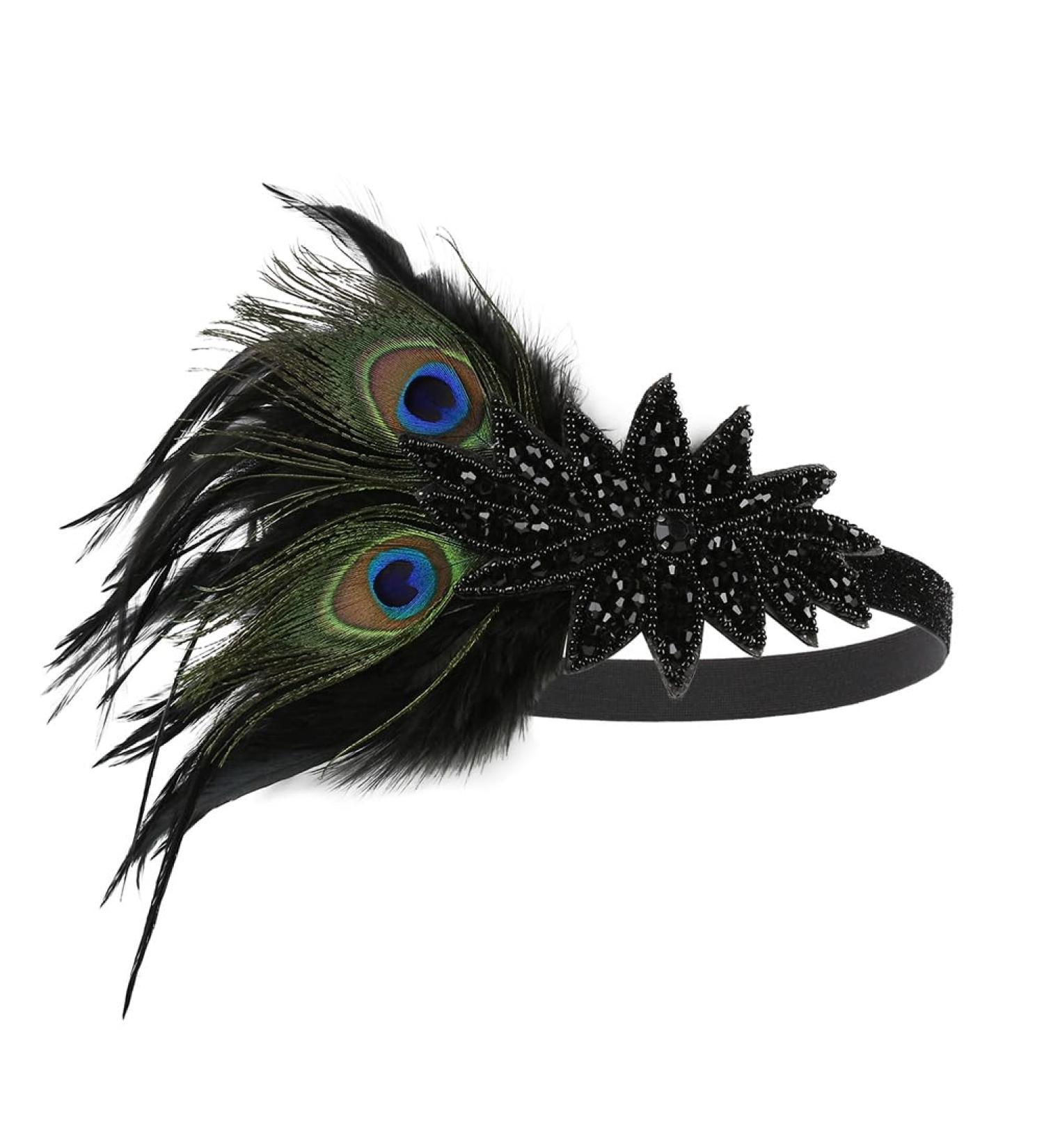 Peacock Headband Vintage 1920S Flapper Headband Headpiece Hairband Headdress Hair Accessory for Women - Buy Online on GoSupps.com
