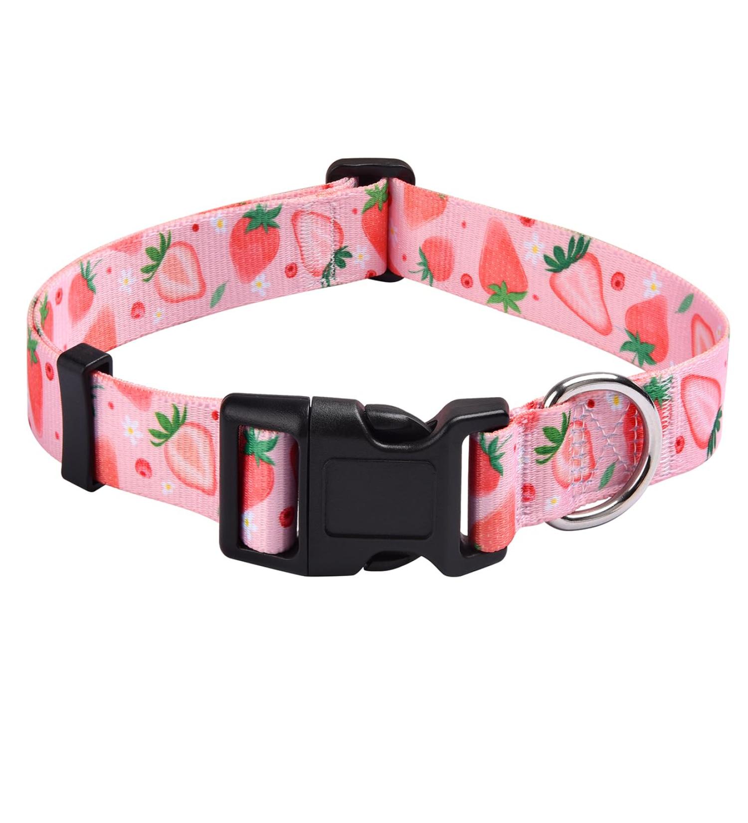Mihqy Adjustable Dog Collar - Soft & Comfortable Bohemian Floral Design for Small Medium & Large Dogs (Strawberry L) - Buy Online on GoSupps.com