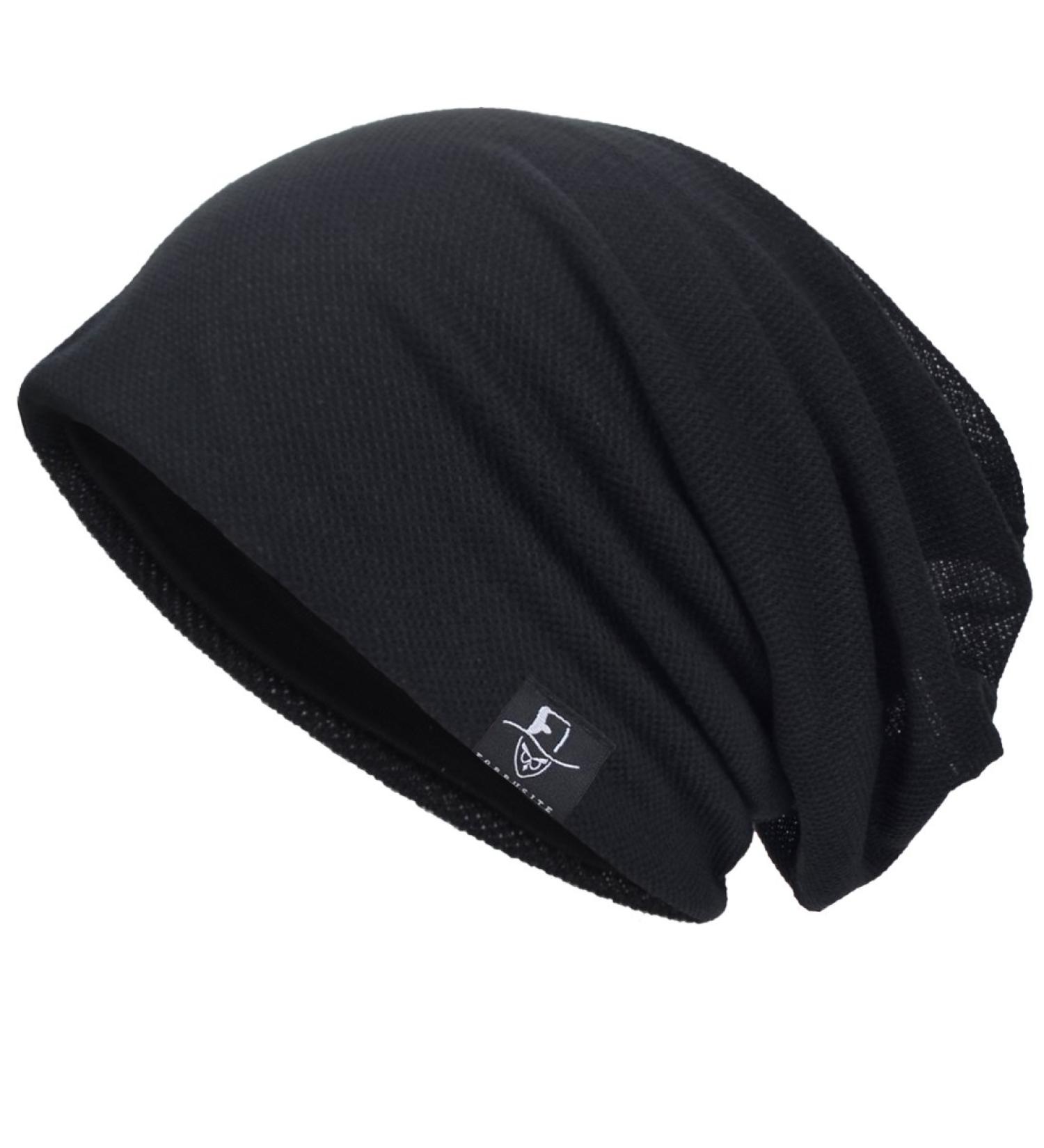 VECRY Men's Slouch Beanie Skullcap - Solid Black Summer Cap - Buy Online on GoSupps.com