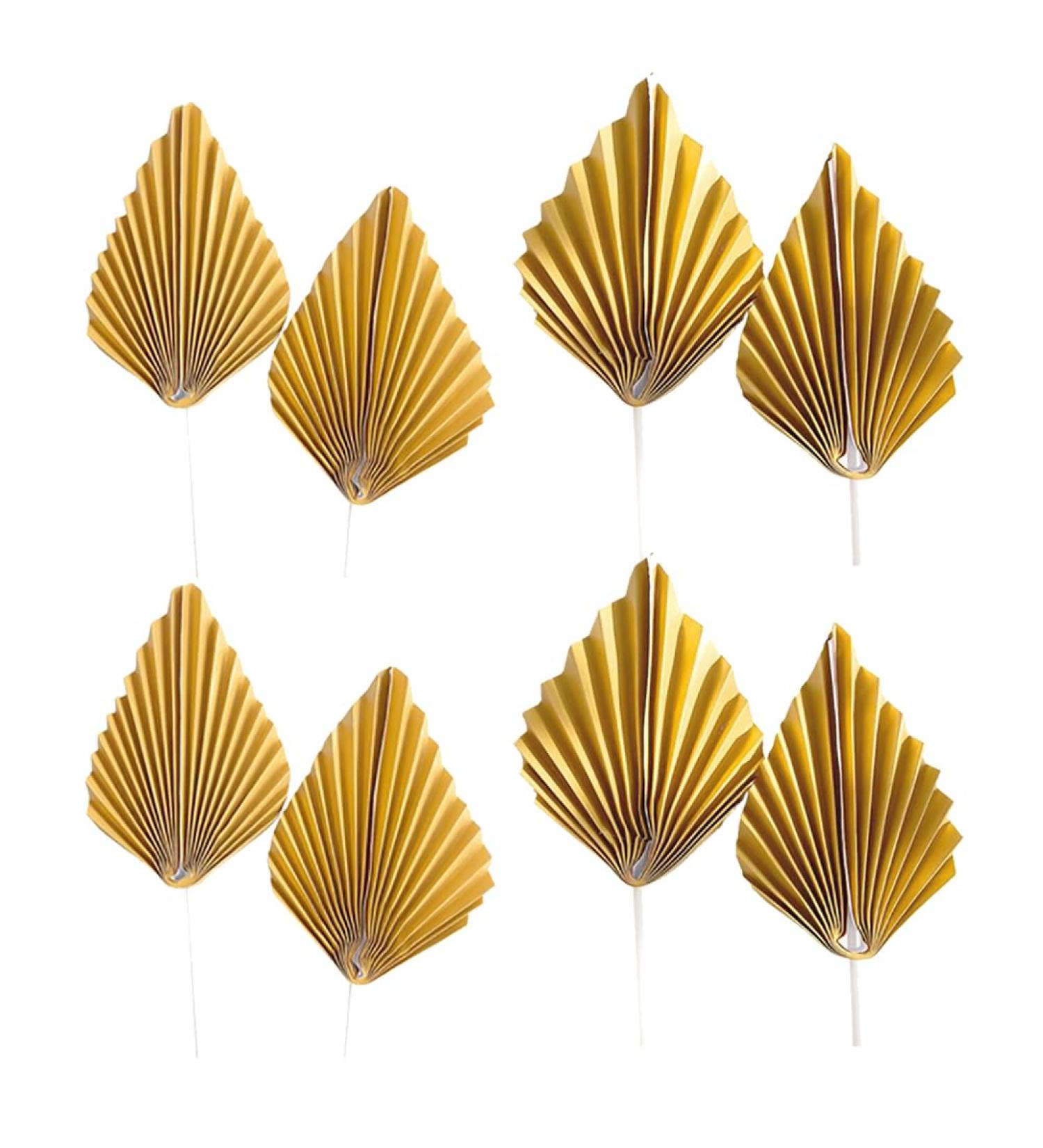 ccHuDE 20 Pcs Paper Palm Fan Cake Toppers Paper Leaf Cake Toppers Cute Cupcake Toppers Party Cake Insert Decoration for Wedding Birthday Party Gold - Buy Online on GoSupps.com