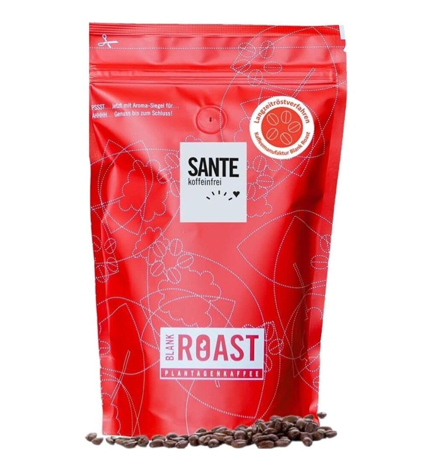 Blank Roast Kaffeemanufaktur Sante decaffeinated Bio Cafe Creme Arabica Coffee Beans/Coffee Beans Decaffeinated Flavor: Berries hazelnut ground for filter 250 g - Buy Online on GoSupps.com