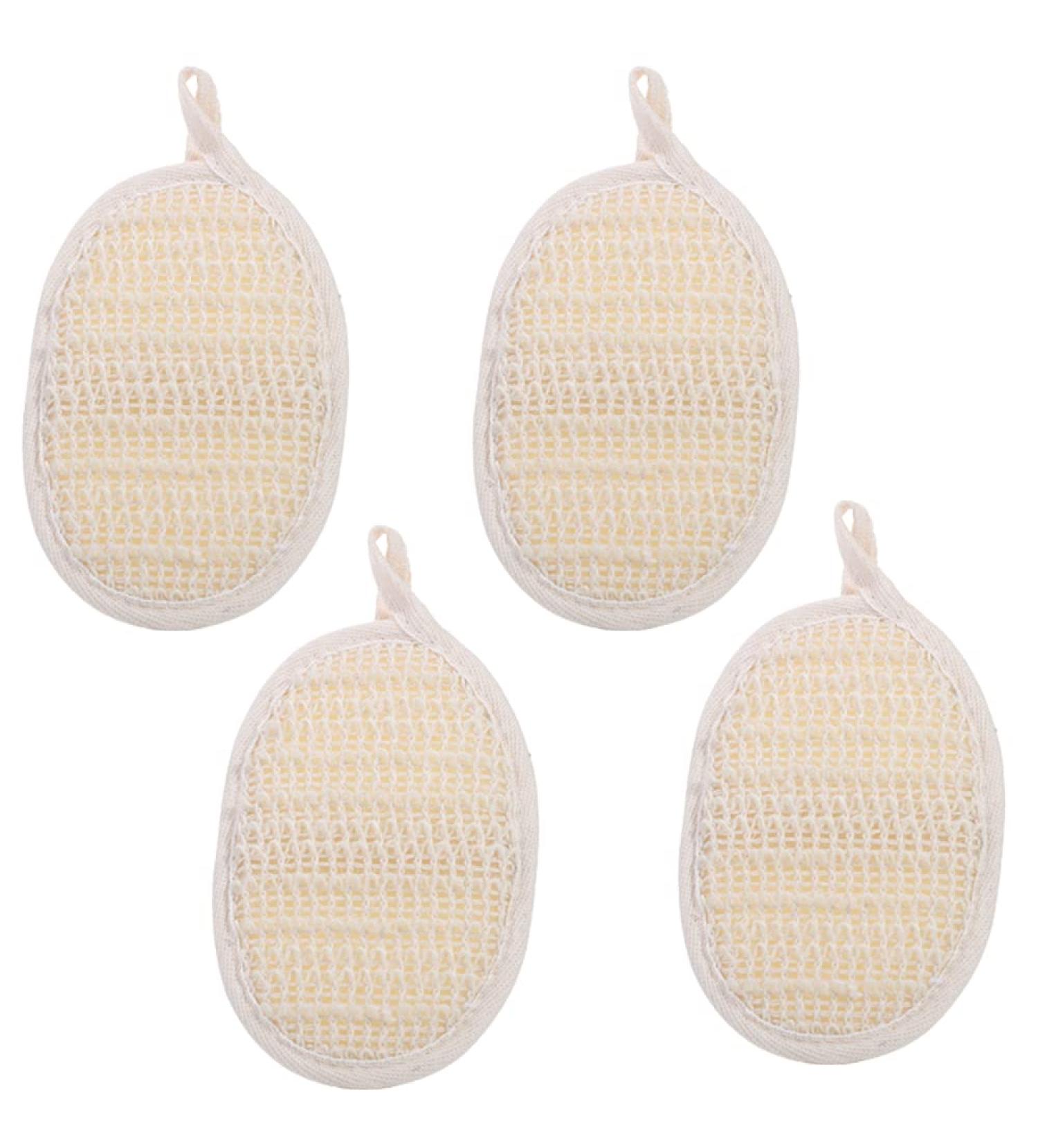 4 Pcs Natural Loofah Sponge Exfoliating Shower Pad for Men and Women - Luffa Scrubber Brush for Bath, Shower, Spa - Buy Online on GoSupps.com