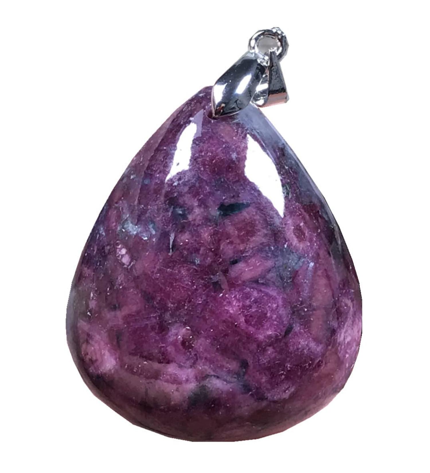 Natural Ruby Zoisite Pendant - Rare Red Green Crystal Jewelry for Luck & Wealth | 35x28x11mm Silver Beads - Perfect Gift for Men & Women - Buy Online on GoSupps.com