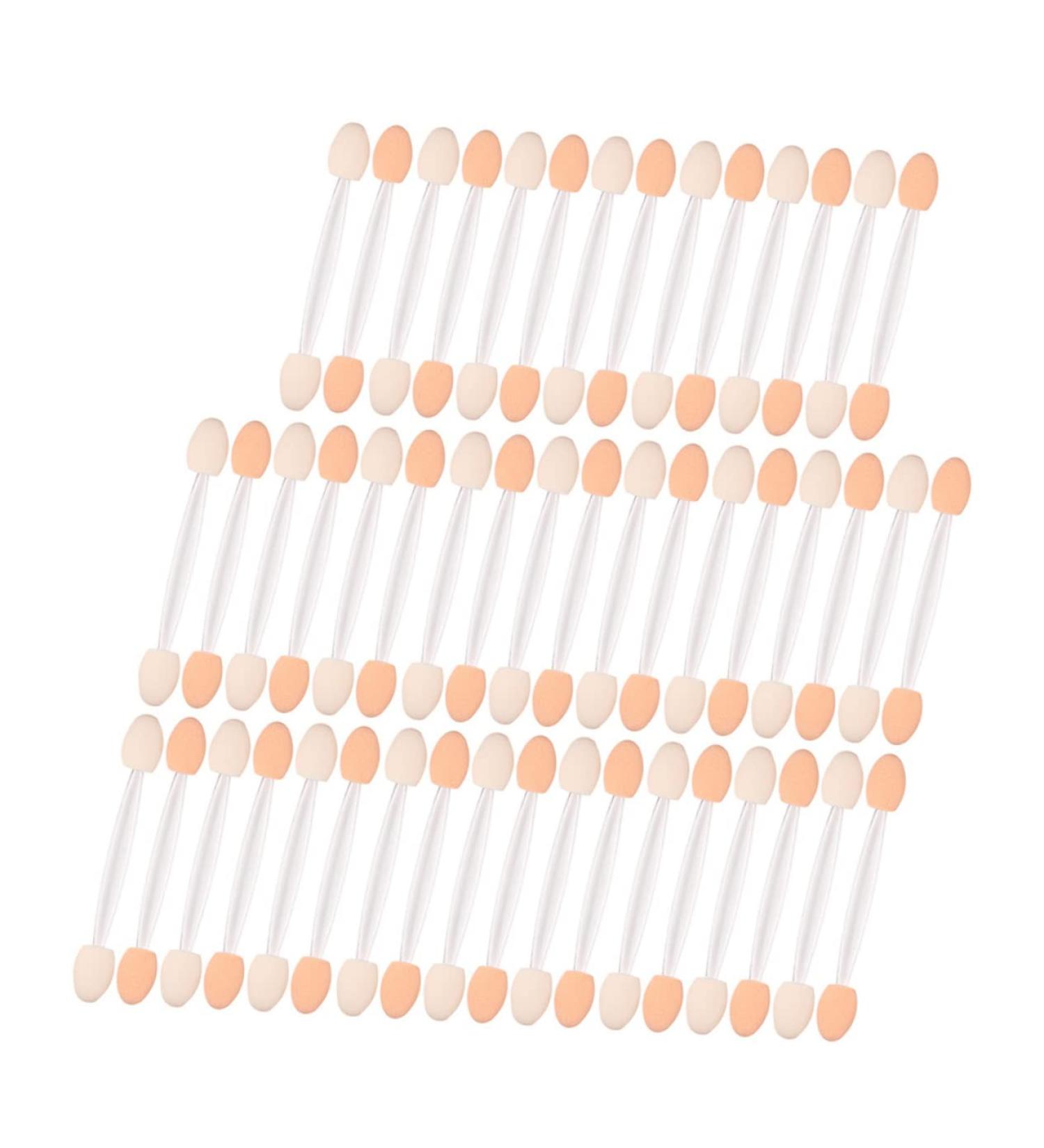Healeved 50pcs Two-color Eyeshadow Brush Make up Kit Concealer White Makeup Stick Sponge Plastic Handle Woman - Buy Online on GoSupps.com
