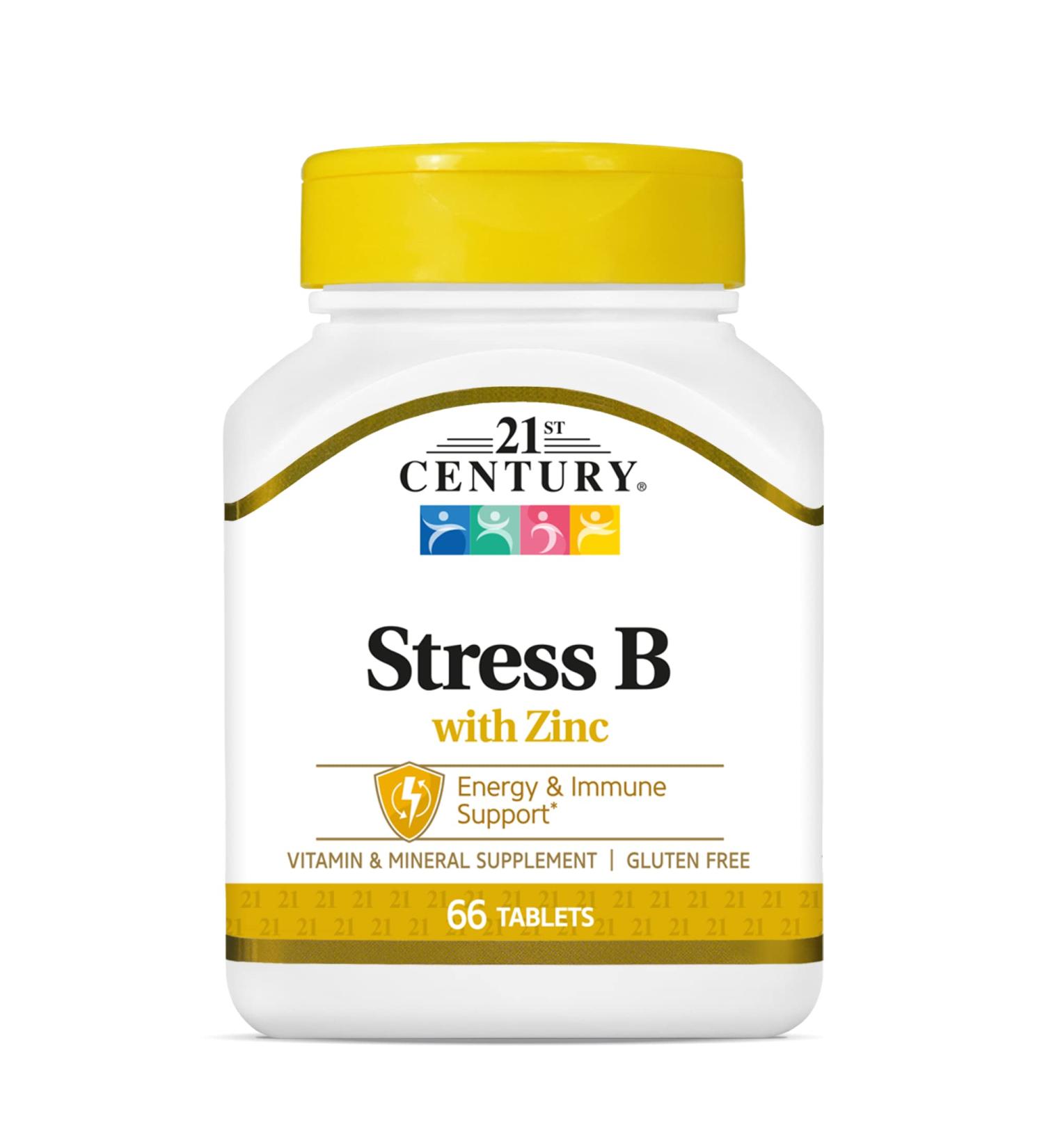21st Century Stress B with Zinc Tablets 66 Count - Pack of 3 | Natural Stress Relief Formula - Buy Online on GoSupps.com
