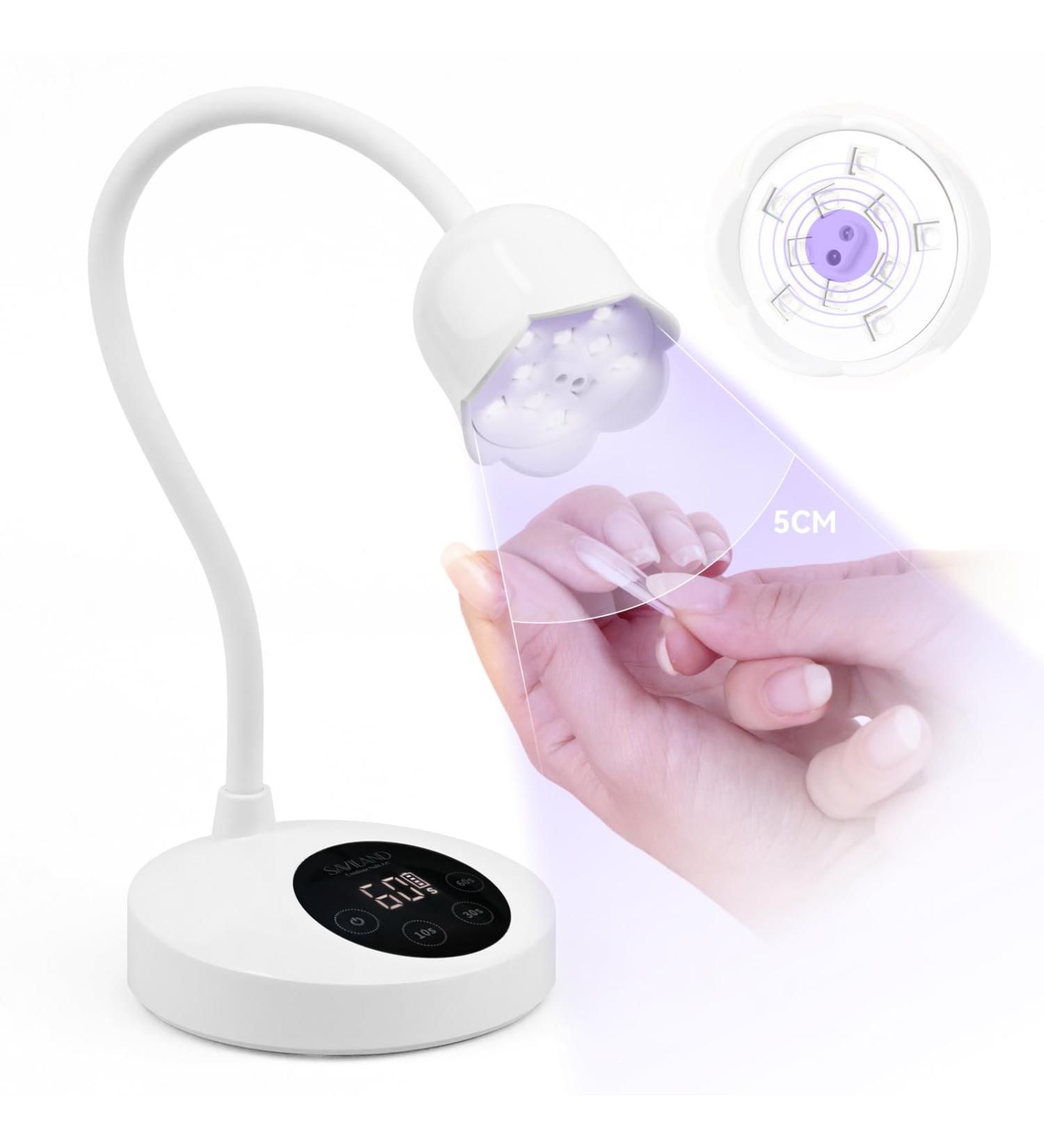 SAVILAND Intellisense Nail Lamp: 30W UV Nail Lamp with 4 Timers Modes Mini Cordless UV Lamps for Gel Nails Rechargeable UV LED Flash Cure Nail Lamp Quick Drying Goose Necks UV Nail Lamp 1-Intellisense white - Buy Online on GoSupps.com