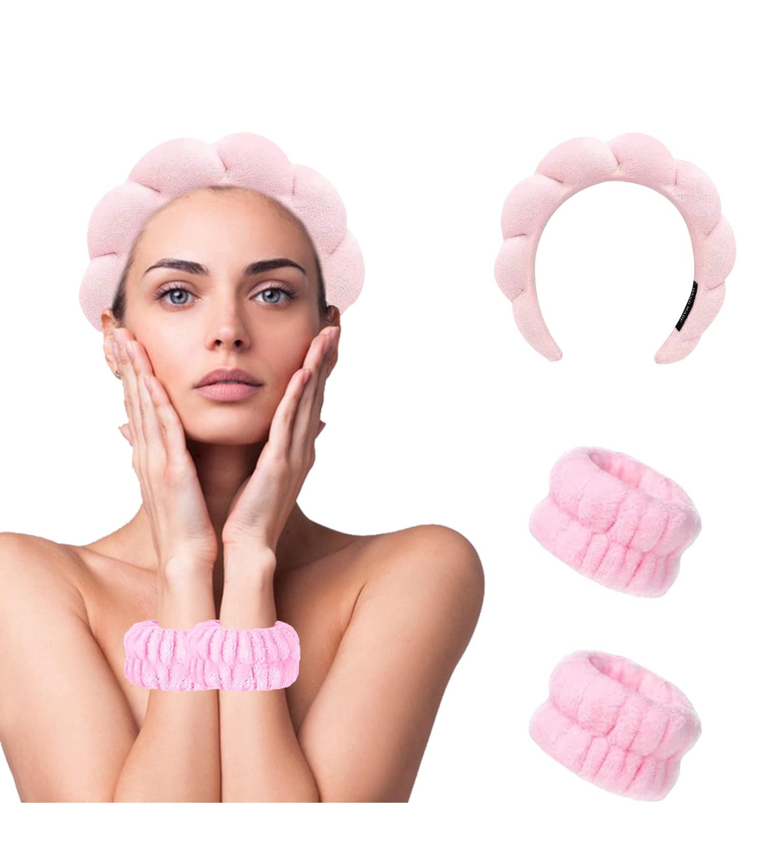 Eicxjui Spa Headband for Women - Terry Cloth Hair Band for Face Washing, Skincare, Makeup - Non Slip Pink - Buy Online on GoSupps.com