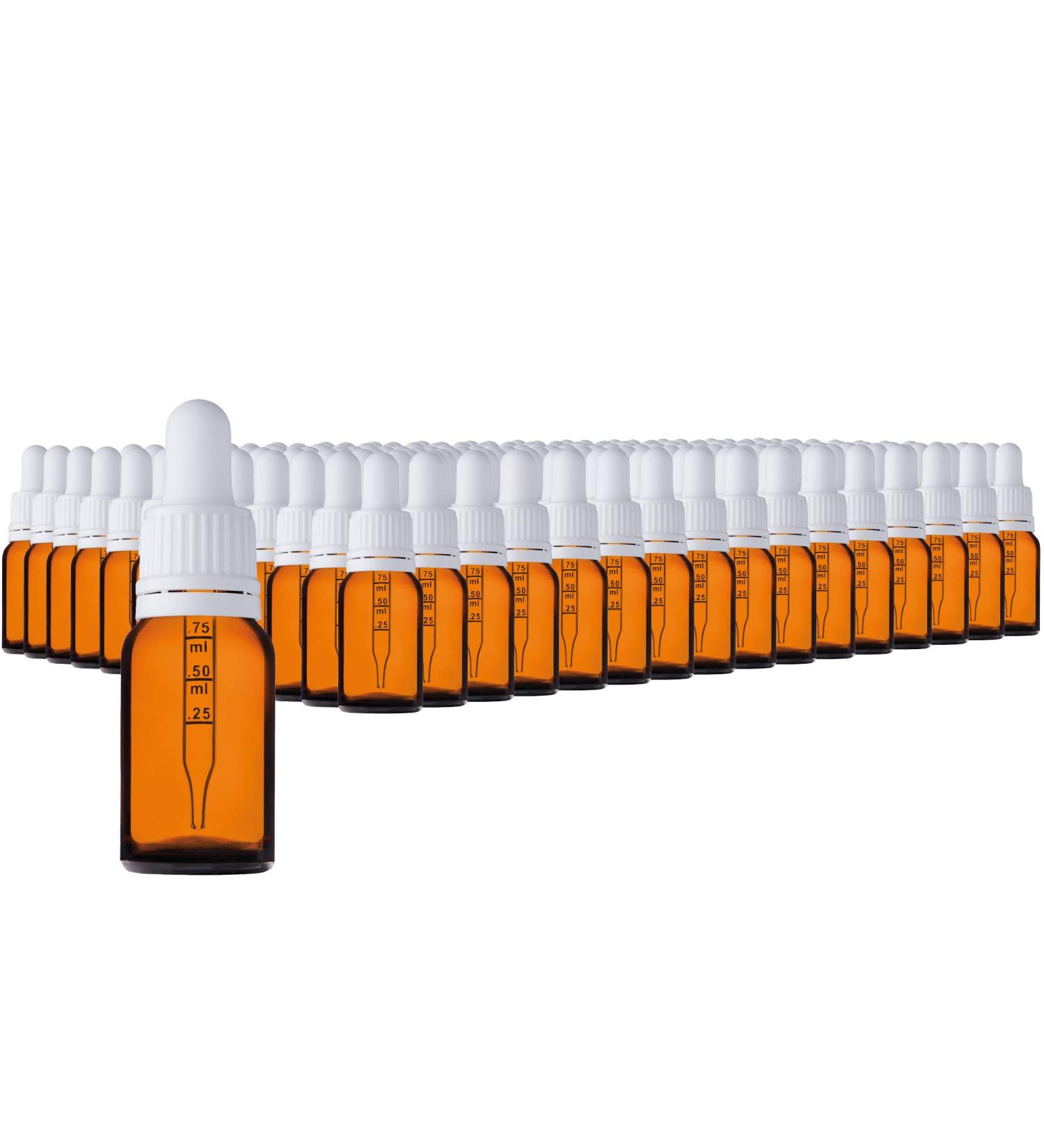 Handsunity 10ml Amber Glass Pipette Bottles Set - 192 Pack with White Caps & Aids for Pharmacy Use - Ideal for Essential Oils & Liquids - Buy Online on GoSupps.com