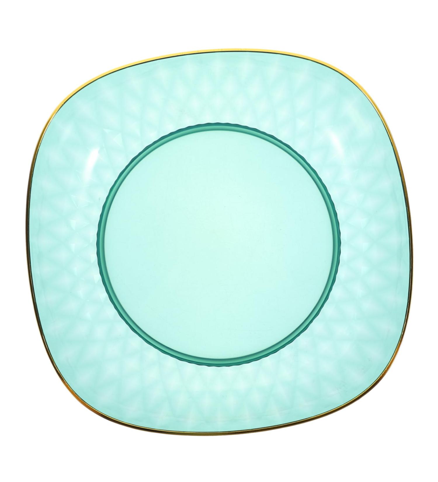 COOLHIYA Fruit Tray Glass Food Container Food Tray Terrarium nut Serving Tray Dessert Bowl Salad Bowl Counter Green 23.5X23.5X6CM - Buy Online on GoSupps.com