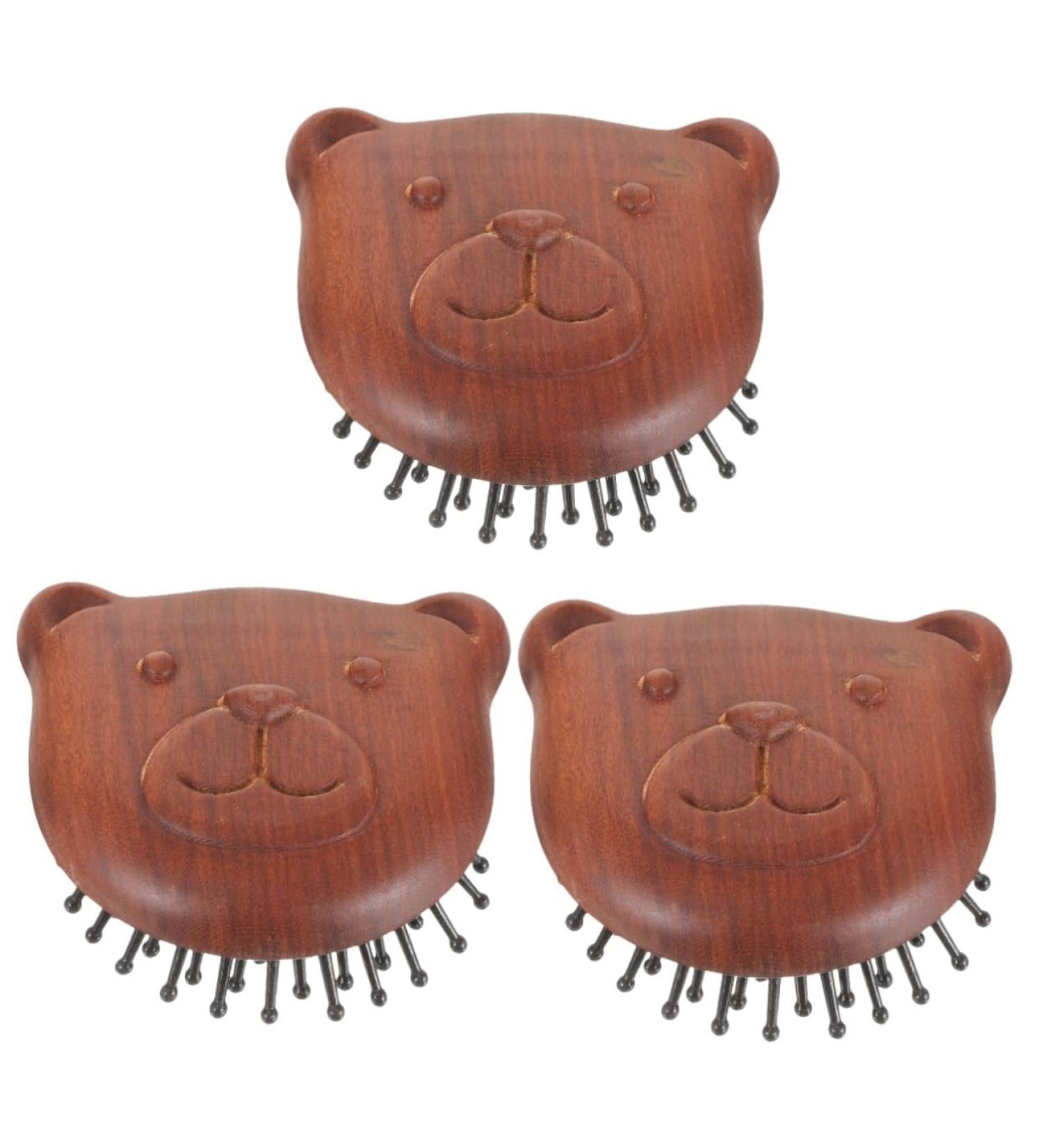 Beaupretty 3ST Airbag Kamm Massage Comb - Portable Bear-Shaped Wooden Scalp Brush for Relaxation & Shampooing | Cute Rosewood Design - Buy Online on GoSupps.com