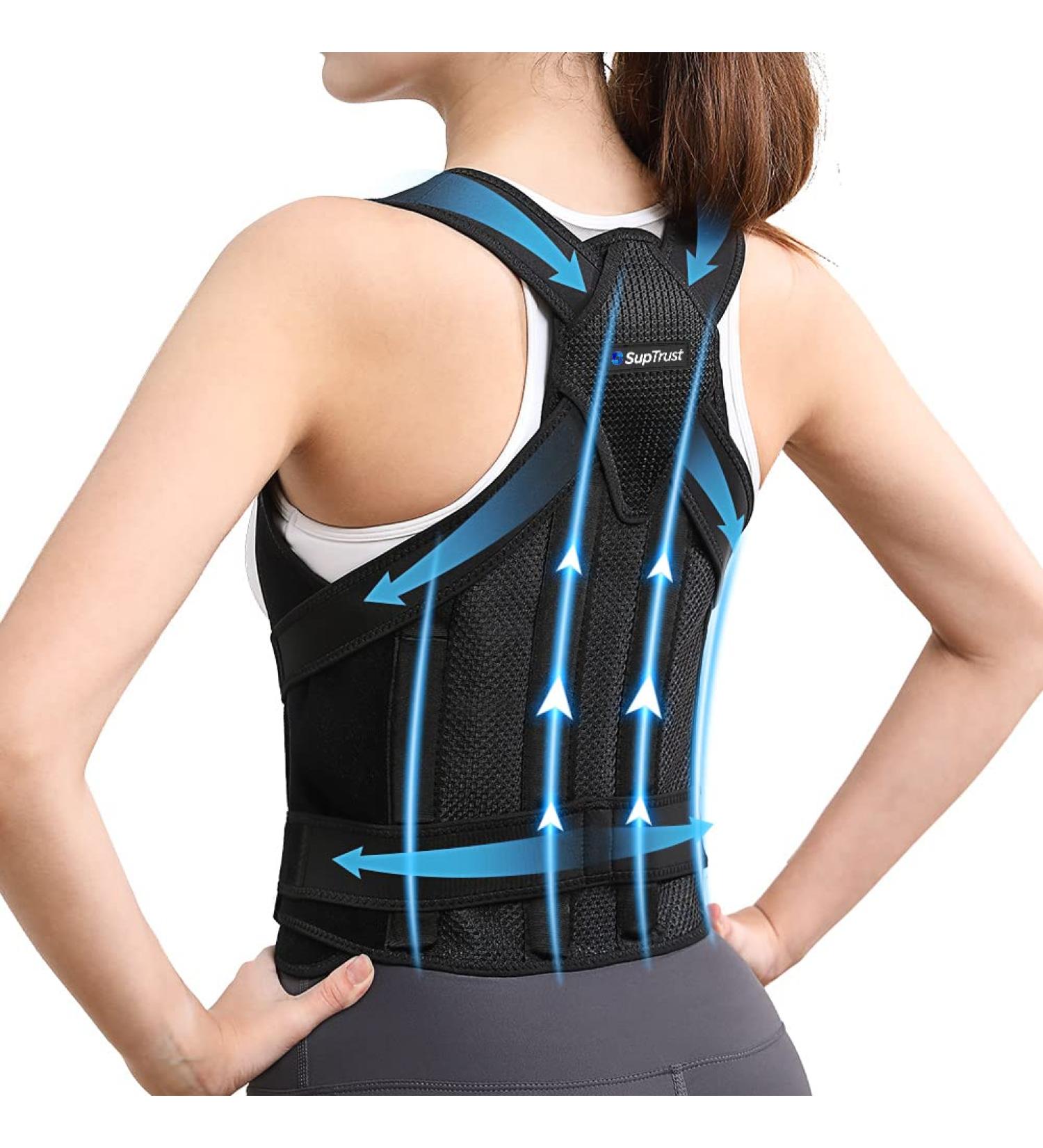Back Brace Posture Corrector for Men & Women | Upper & Lower Back Pain Relief | Sciatica Support Belt - Buy Online on GoSupps.com