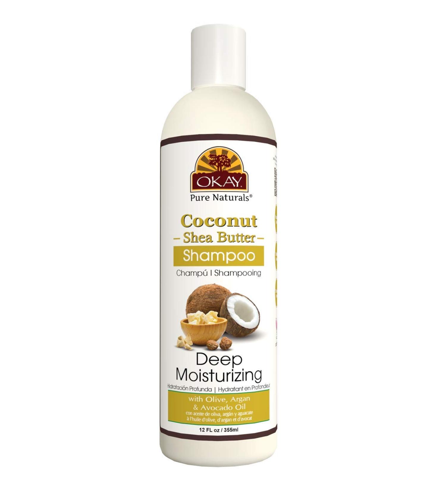 OKAY Coconut & Shea Butter Shampoo - Sulfate Silicone & Paraben Free for All Hair Types - 12oz Made in USA - Buy Online on GoSupps.com