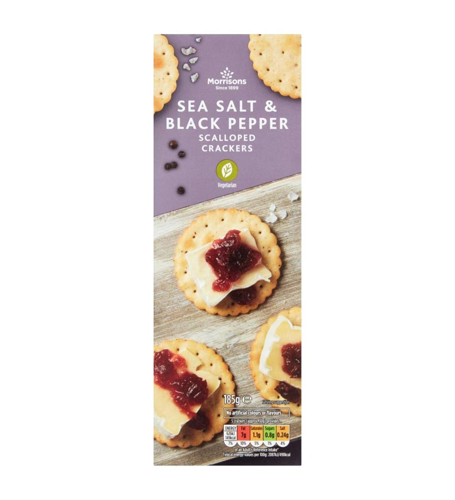 Morrisons Scalloped Cracked Black Pepper Crackers 185 g x 8 Cheese Black Pepper