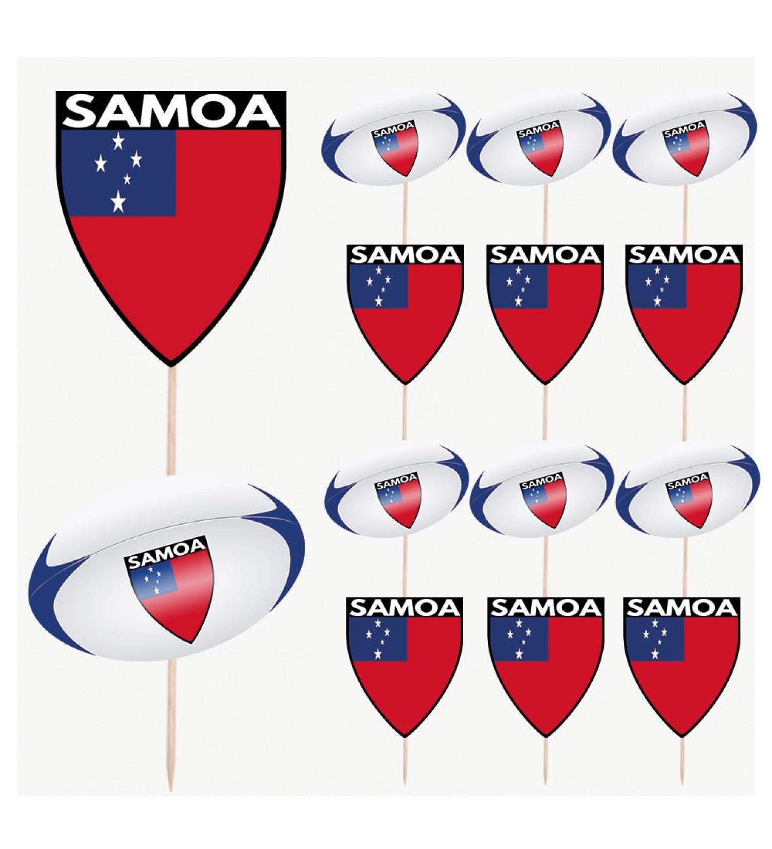 Samoa Flag Rugby Ball Food & Cupcake Picks Toppers Party Decorations (14 Pack) - Buy Online on GoSupps.com