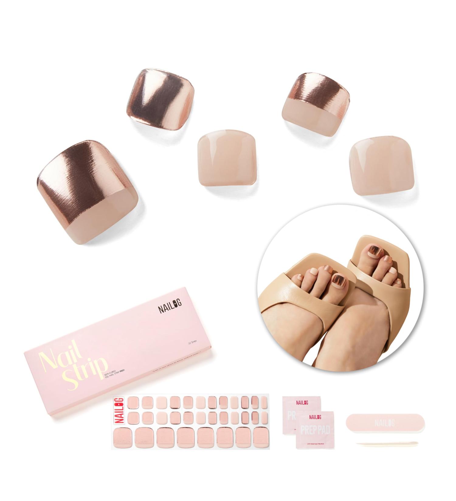 NAILOG Semi Cured Gel Nail Strips - 32 Long Lasting Mermaid Toenail Polish Wraps with Glossy Finish - Shop Internationally! - Buy Online on GoSupps.com