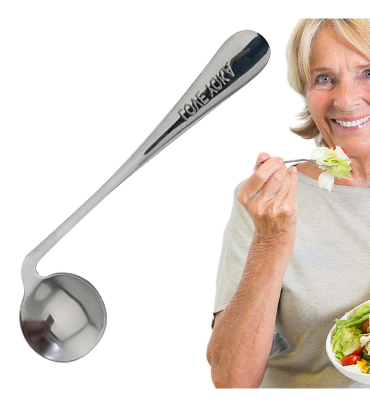 Elderly Elbow Fork Spoon Angled Eating Fork Curved Spoon Utensil for -Feeding Elder Feed Nursing Utensil Convenient for Elderly Seniors and Disabled Adults Right Hand - Spoon - Buy Online on GoSupps.com