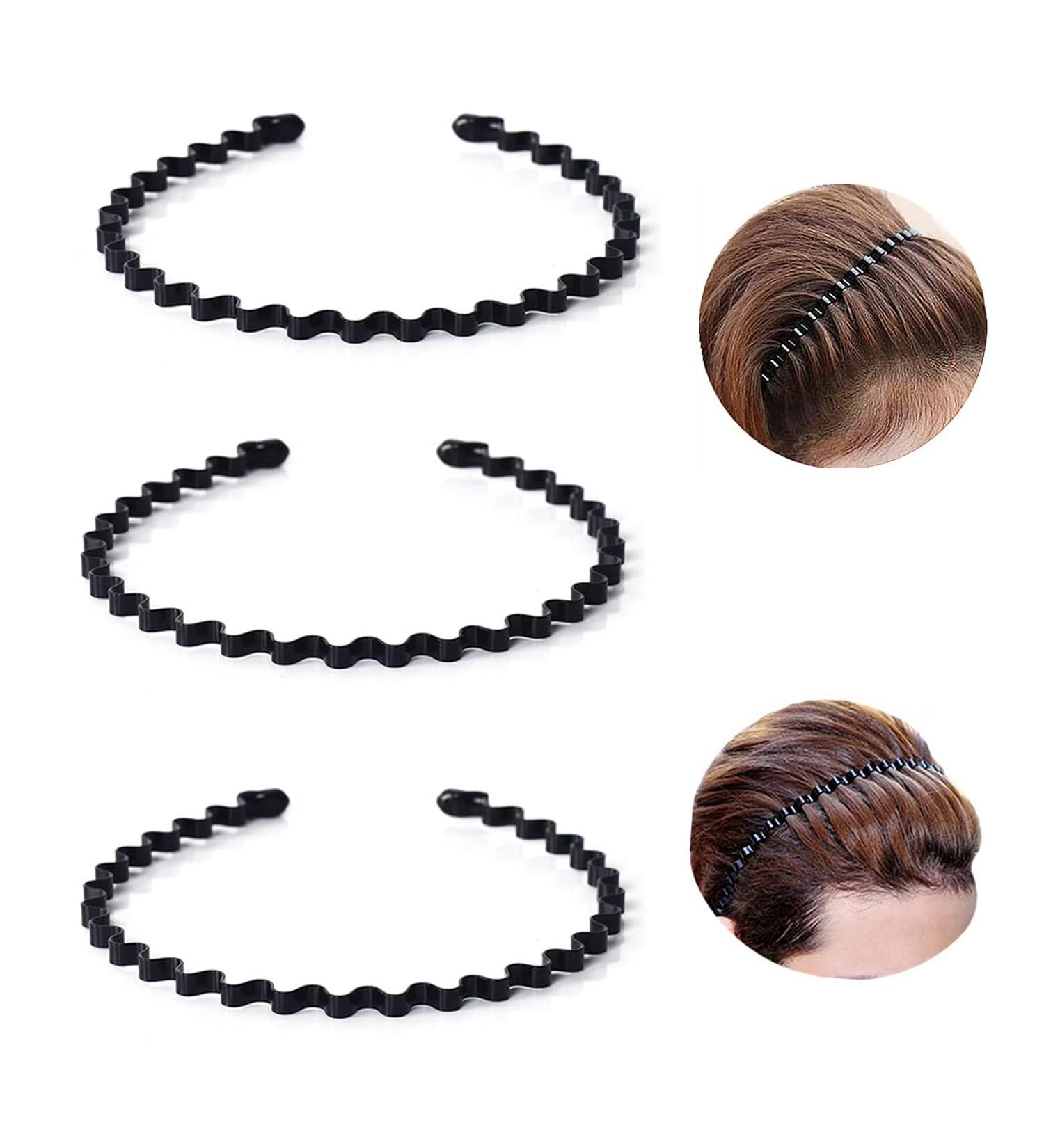 Metal Hair Bands for Men Non-Slip Sports Fashion Headband Mens Metal Hair Band Hair Hoop for Outdoor Sports Weddings Daily Wear (3 Pieces) 3pcs-S4 - Buy Online on GoSupps.com