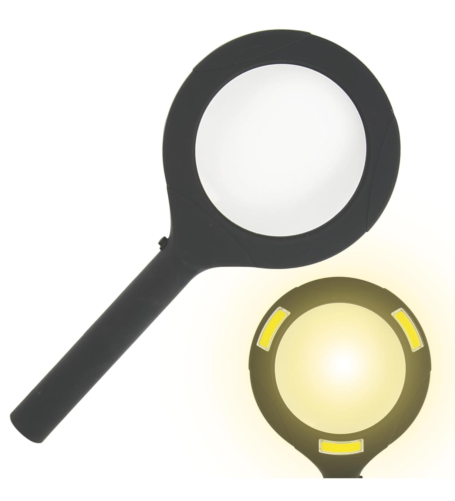 BIOS Living COB LED Magnifying Glass 3X Magnification Bright Uniform Consistent Illumination Perfect for Reading Fine Print Easy On/Off Non-Slip Rubber Handle Lens Size: 3.25 /8.3 cm - Buy Online on GoSupps.com