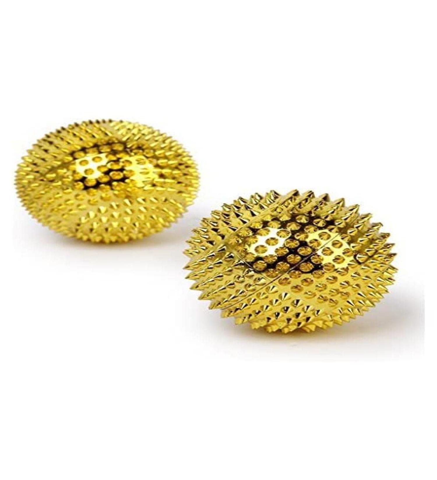 Chi -Enterprise - two magnetic massage balls - small |Fascia balls for self -therapeutic acupressure treatmentContents: 2 hedgehog balls in gold 55mm diameter & 474 acupressure needles gold 55 mm
