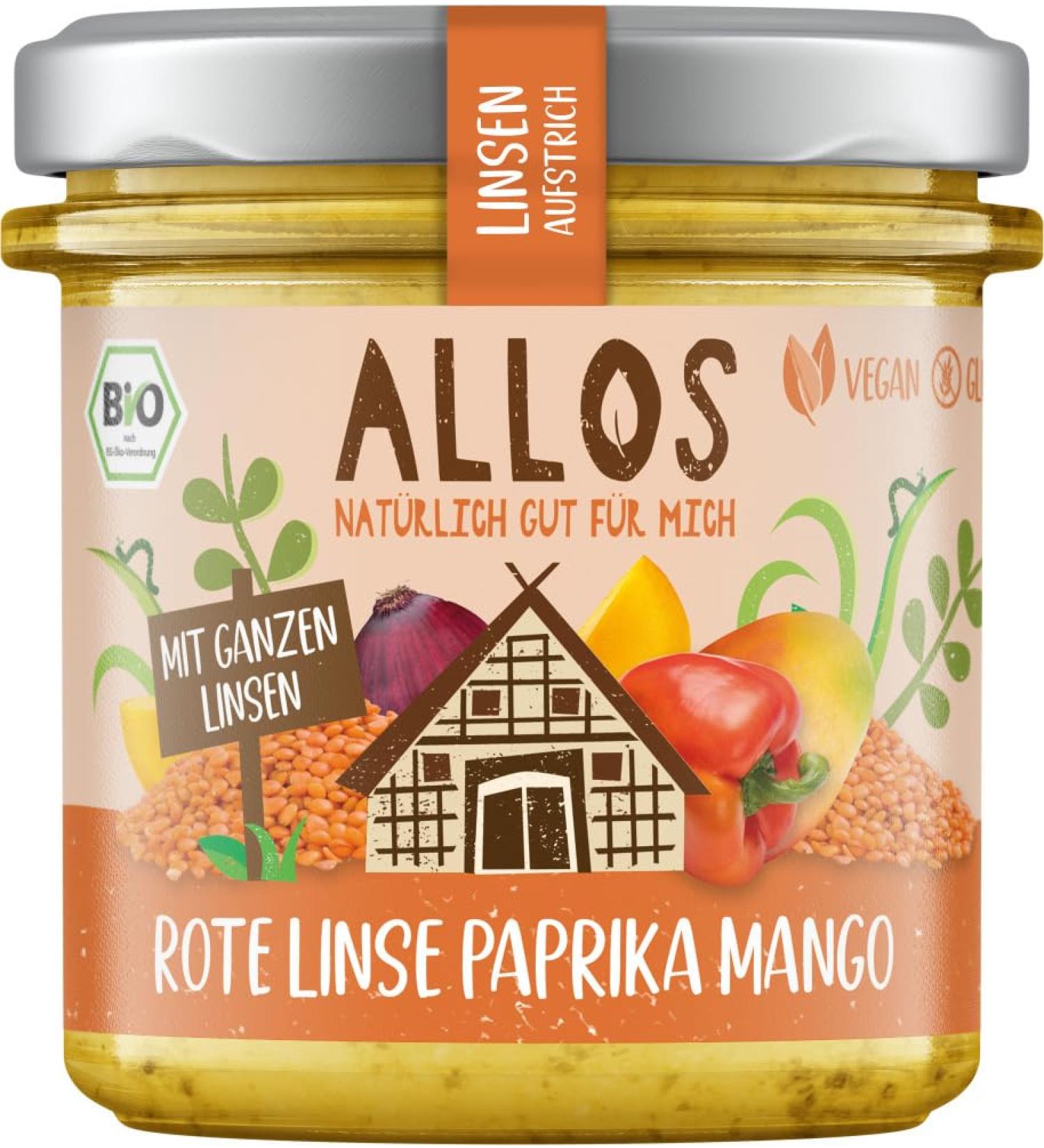 Allos Pack of 2 bottles of organic red paprika mango lentil paint (2 x 140 g)