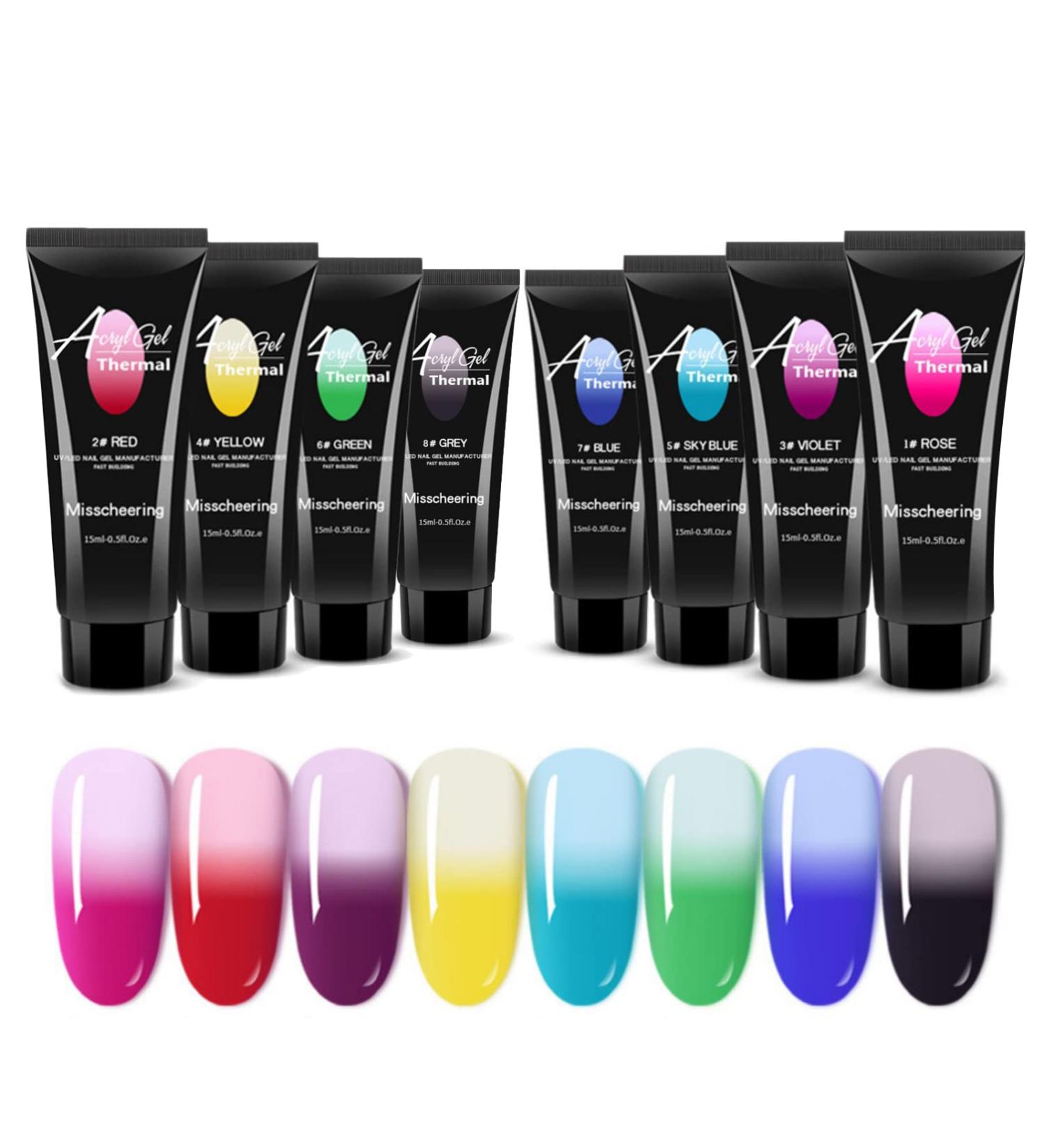 Jascherry 8 Colors Temperature Change Poly Nail Gel - Acrylic Nail Extension Gel for Beginners & Nail Design - Buy Online on GoSupps.com