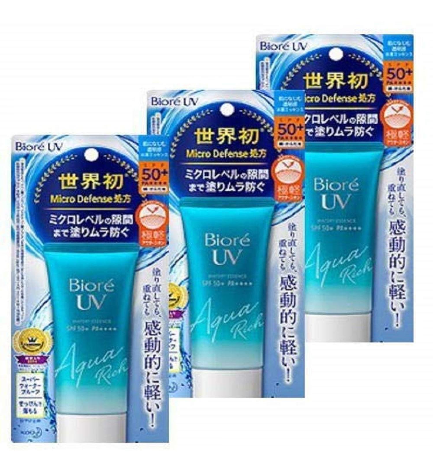 Buy Biore UV Aqua Rich Watery Essence Sunscreen SPF50+ PA+++ (50g 3pcs) - Best International Shipping & UV Protection - Buy Online on GoSupps.com