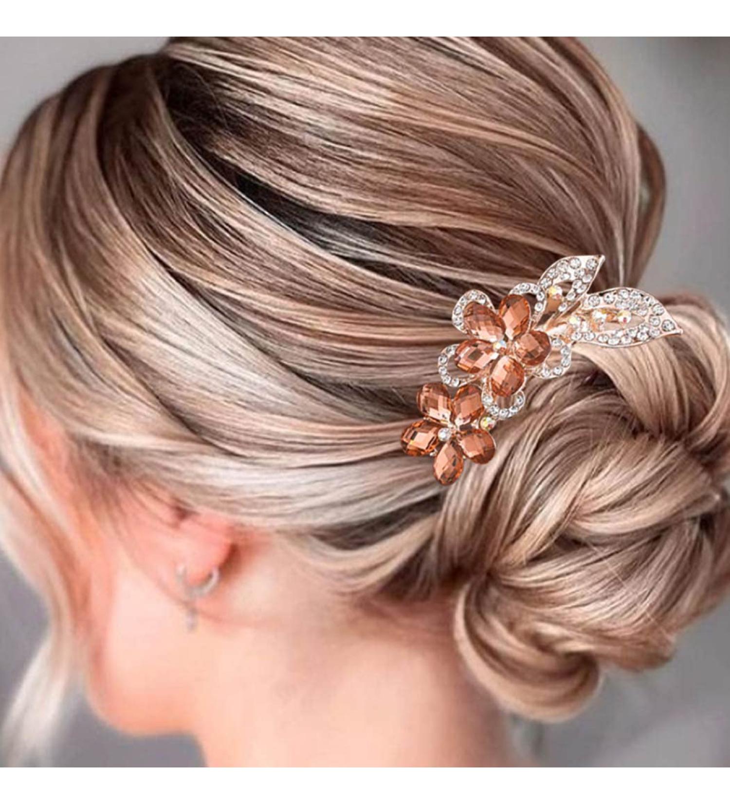 Bohend Rhinestone Flower Hair Comb - Champagne Wedding Hair Accessories for Women & Girls - Buy Online on GoSupps.com