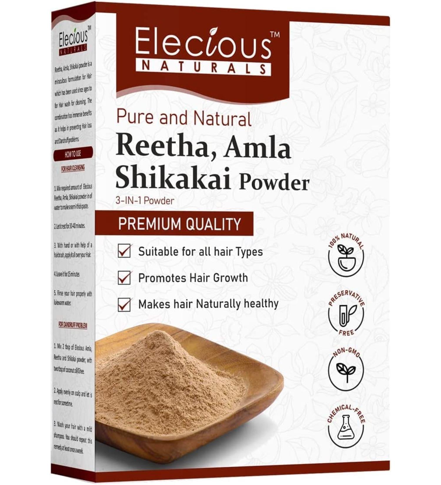 QUAR Premium Amla Reetha Shikakai Poudre Combo Pack pour cheveux sains