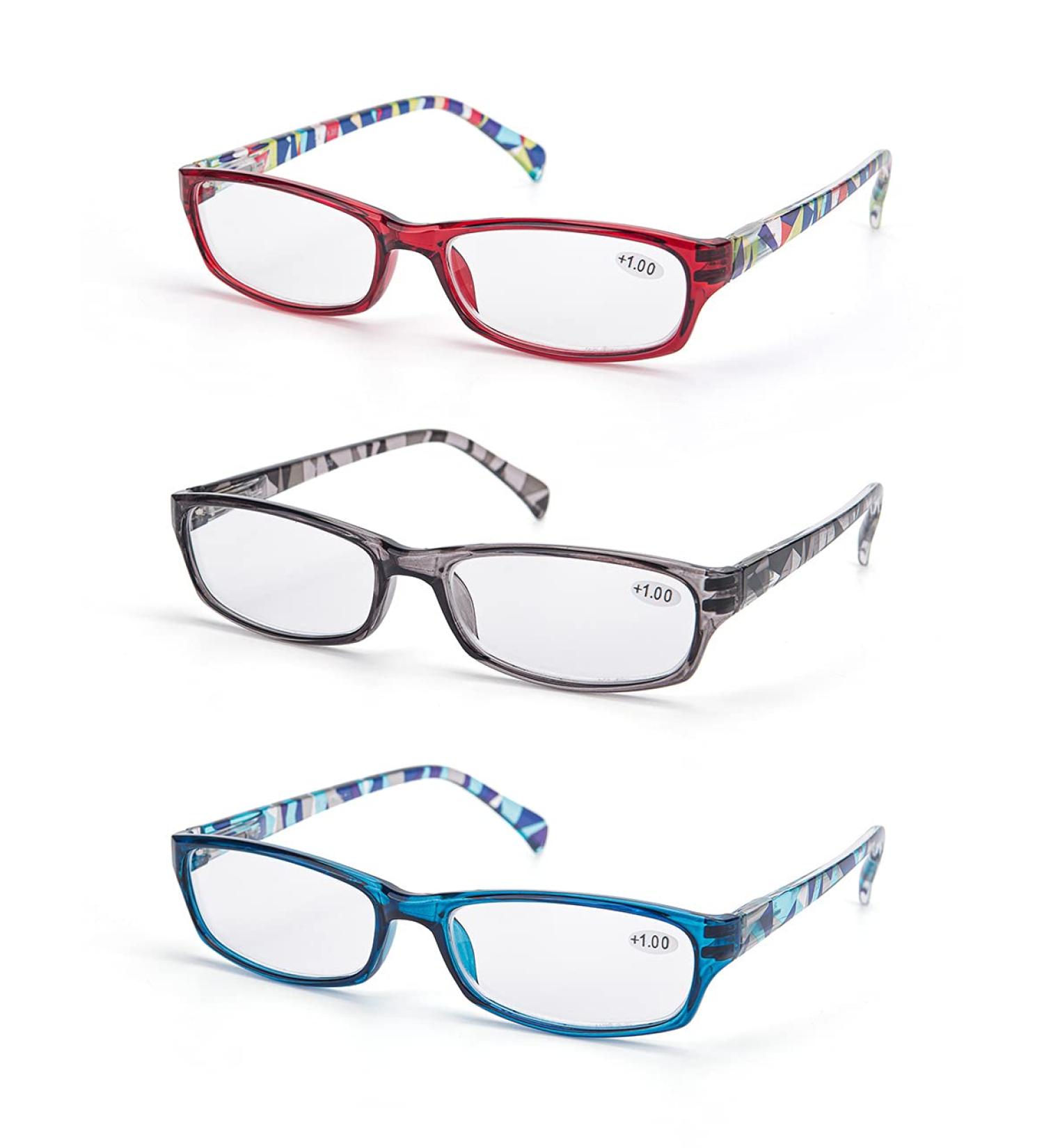 Lanlang 3-Pack Blue Light Filter Reading Glasses for Women - Fashion Colors Anti-Eyestrain & UV Protection 0-4.0 Diopters L-L010 +2.5 - Buy Online on GoSupps.com