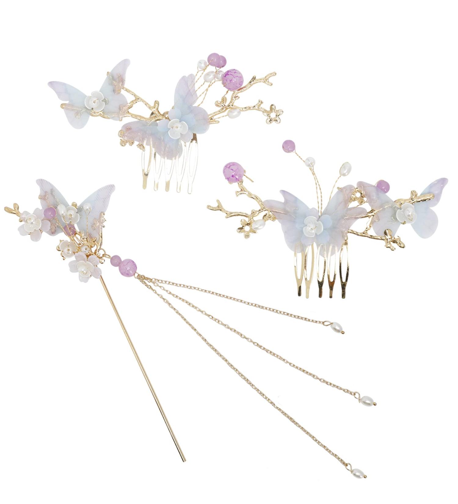 Chinese Style Hair Sticks with Pearl Tassel - Traditional Classical Hair Accessories for Women - Buy Online on GoSupps.com