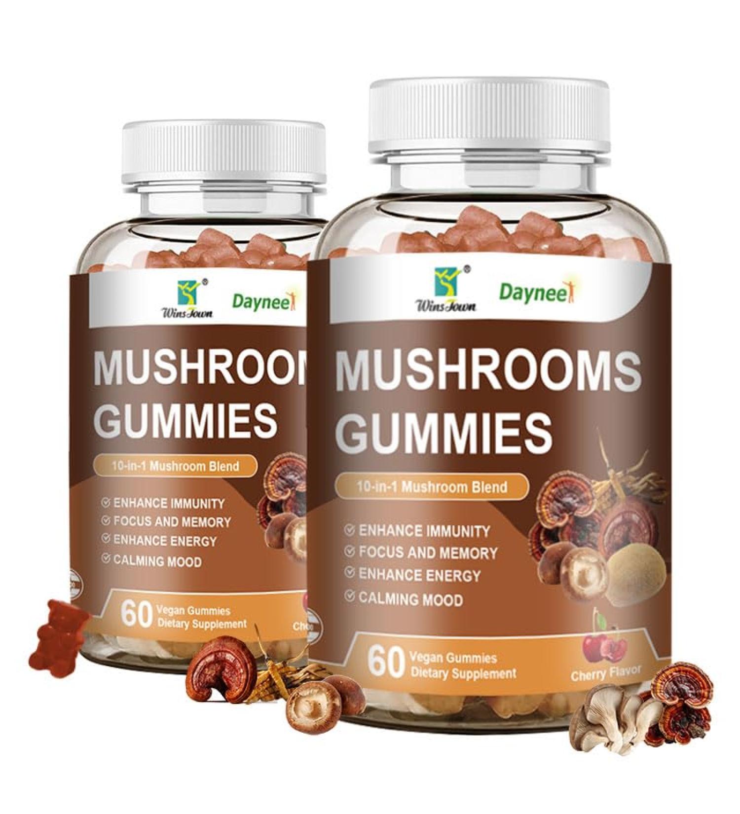 FARWIX Mushroom Gummies 10-Mushroom Blend with Lion s Mane Reishi & Cordyceps Daily Focus Energy&Balance Support with Vitamins&Botanical Extracts Vegan Cherry Flavor 60 Gummies - Buy Online on GoSupps.com