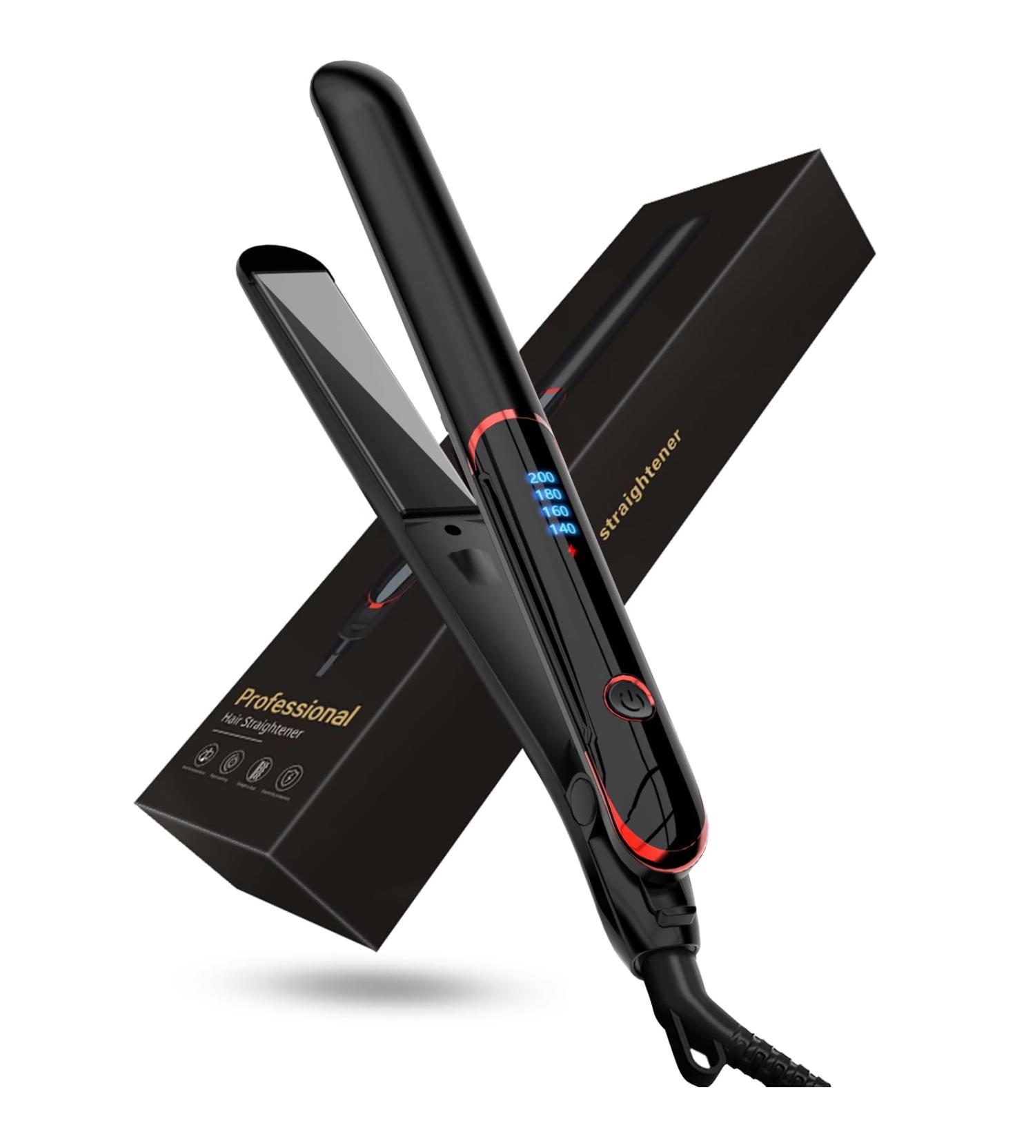 2-in-1 Flat Iron Hair Straightener & Curler - Fast Heat Ceramic Coating LCD Display | Professional Hair Styling Tool (Black) - Ship Internationally - Buy Online on GoSupps.com