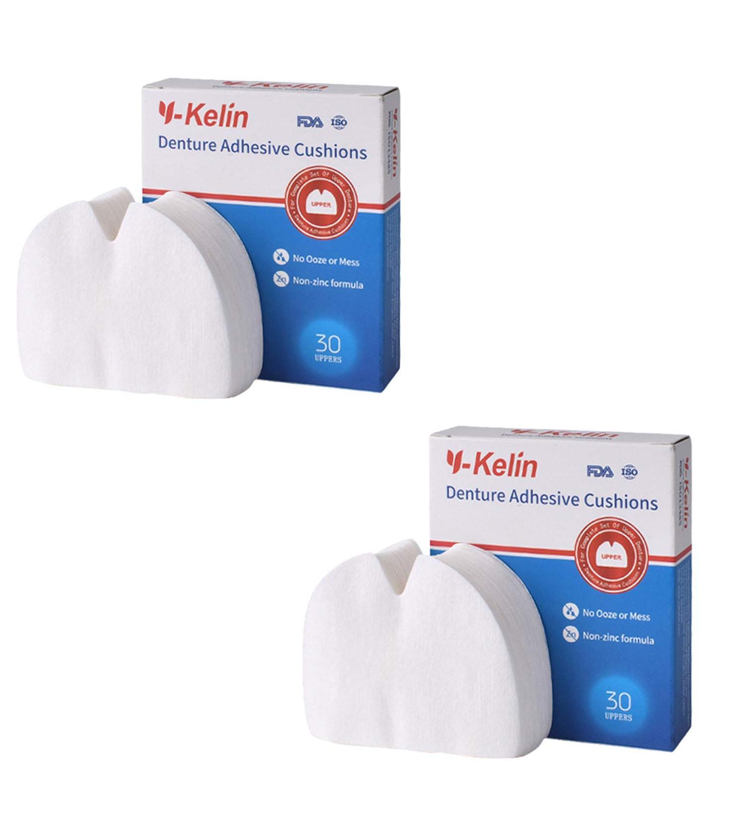 Y-Kelin Denture Adhesive Cushion 30 Pads Upper (Pack of 2) - Natural Strong Hold Comfort | Denture Pads Upper 60pcs - Buy Online on GoSupps.com