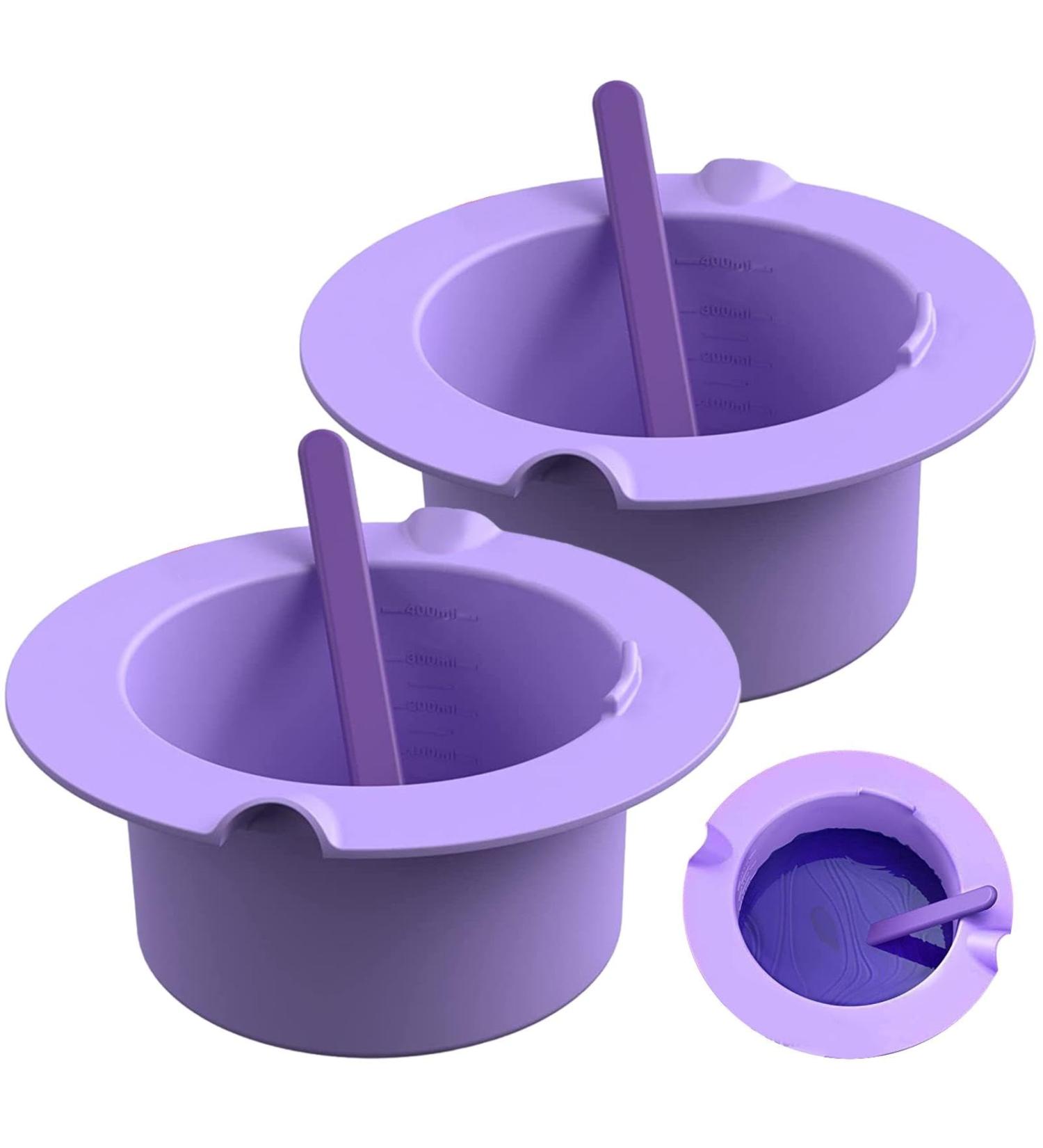 Buy Silicone Wax Pot Insert 2 Pack - Non-Stick Wax Warmer with Spatulas (Purple) | International Shipping Available - Buy Online on GoSupps.com