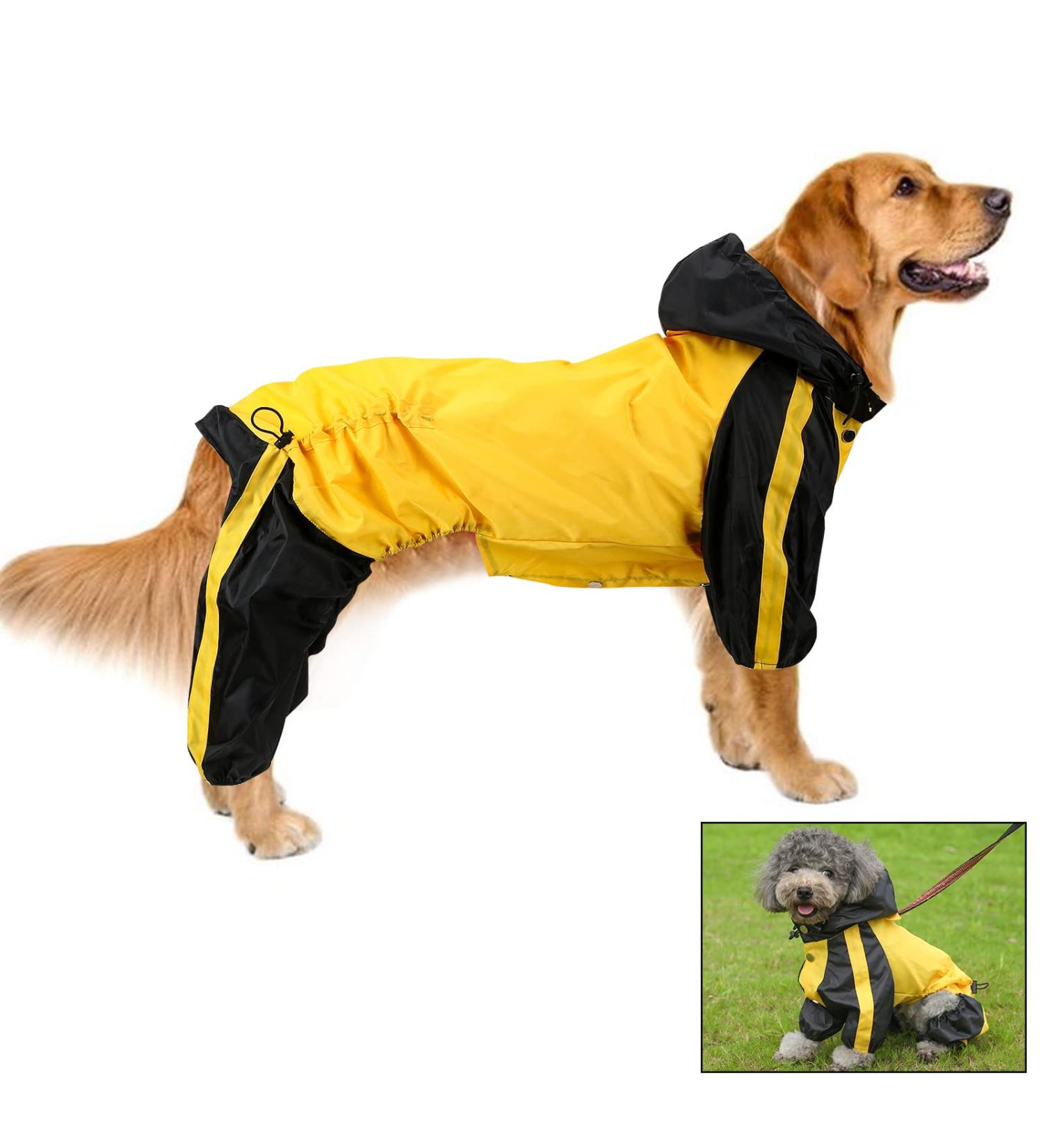 Dog Raincoats Waterproof Dog Hooded Raincoat Coat Rain Jacket for Dogs Dog Raincoat With Hood Lightweight Adjustable Outdoor Rain Poncho Rain Gear Jumpsuit for Small Medium Dog-XXXXL-Yellow - Buy Online on GoSupps.com