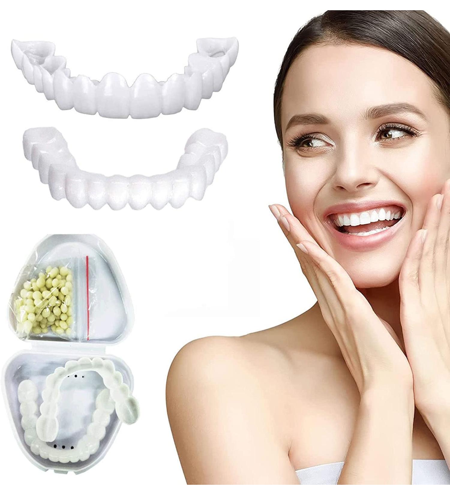 Giural Temporary Deans - Instant Perfect Smile Snap-on Braces & Flex False Teeth Veneers | 2 Pairs for Comfortable Fit - Buy Online on GoSupps.com