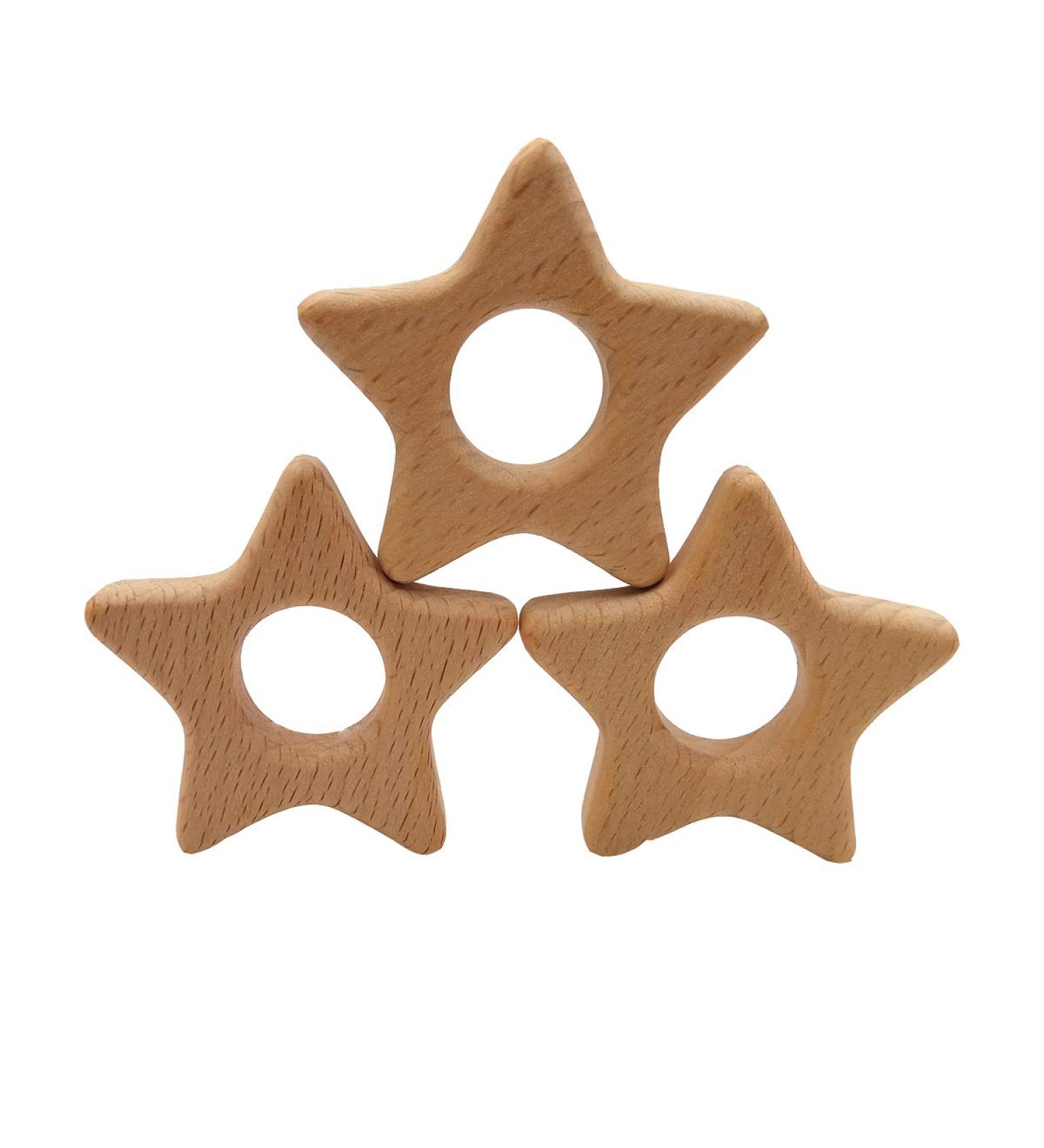 Cartoon Wood Star Teether: Natural Beech Wooden Animal Shape DIY Necklace Pendant (10pcs) - Buy Online on GoSupps.com