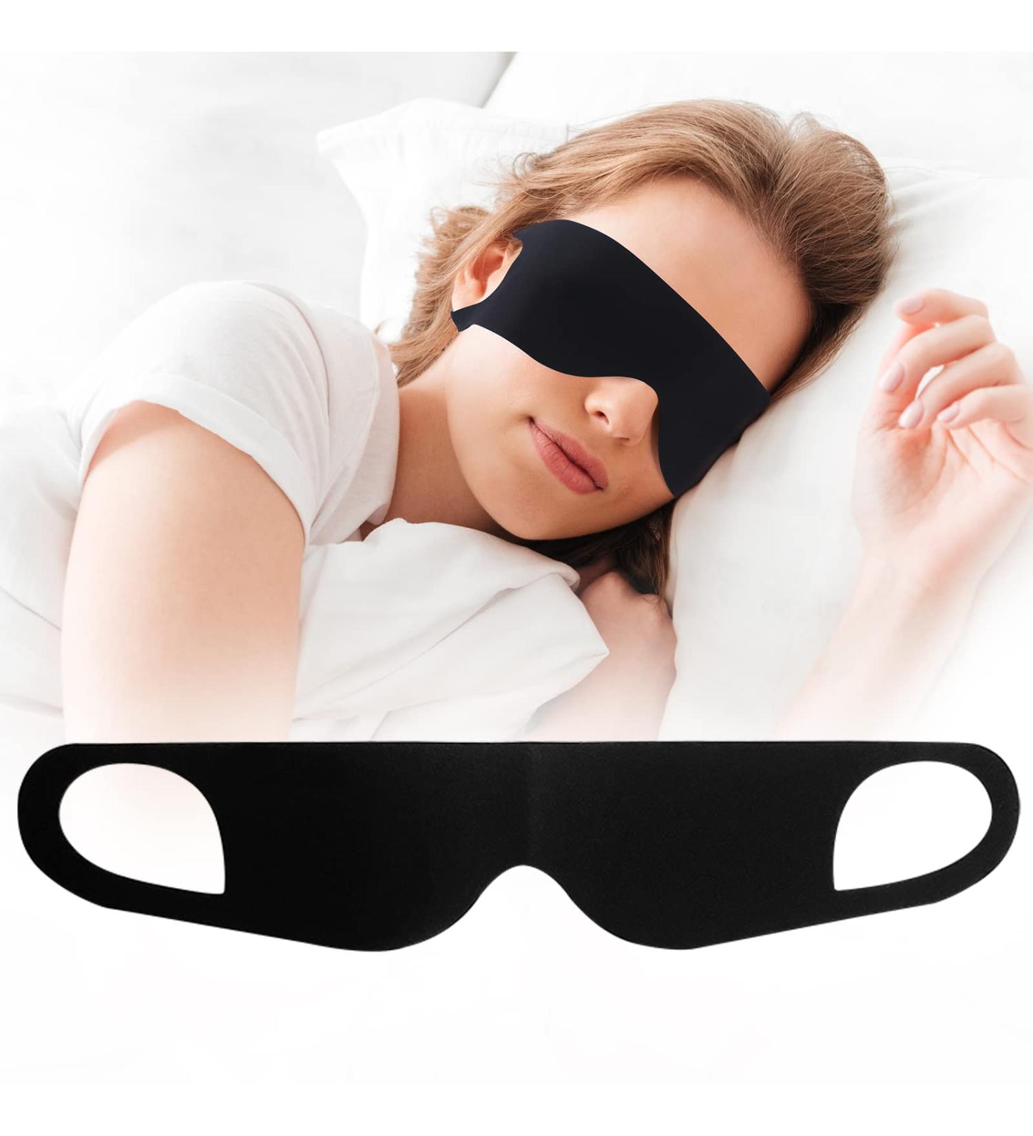 FRESHME Zero Pressure Sleep Mask - Lightweight Breathable Eye Mask for Sleeping | Comfortable Black Eye Blinder with Ear Elastic Strap | Suitable for All Sleep Positions | Men Women Travel - Buy Online on GoSupps.com