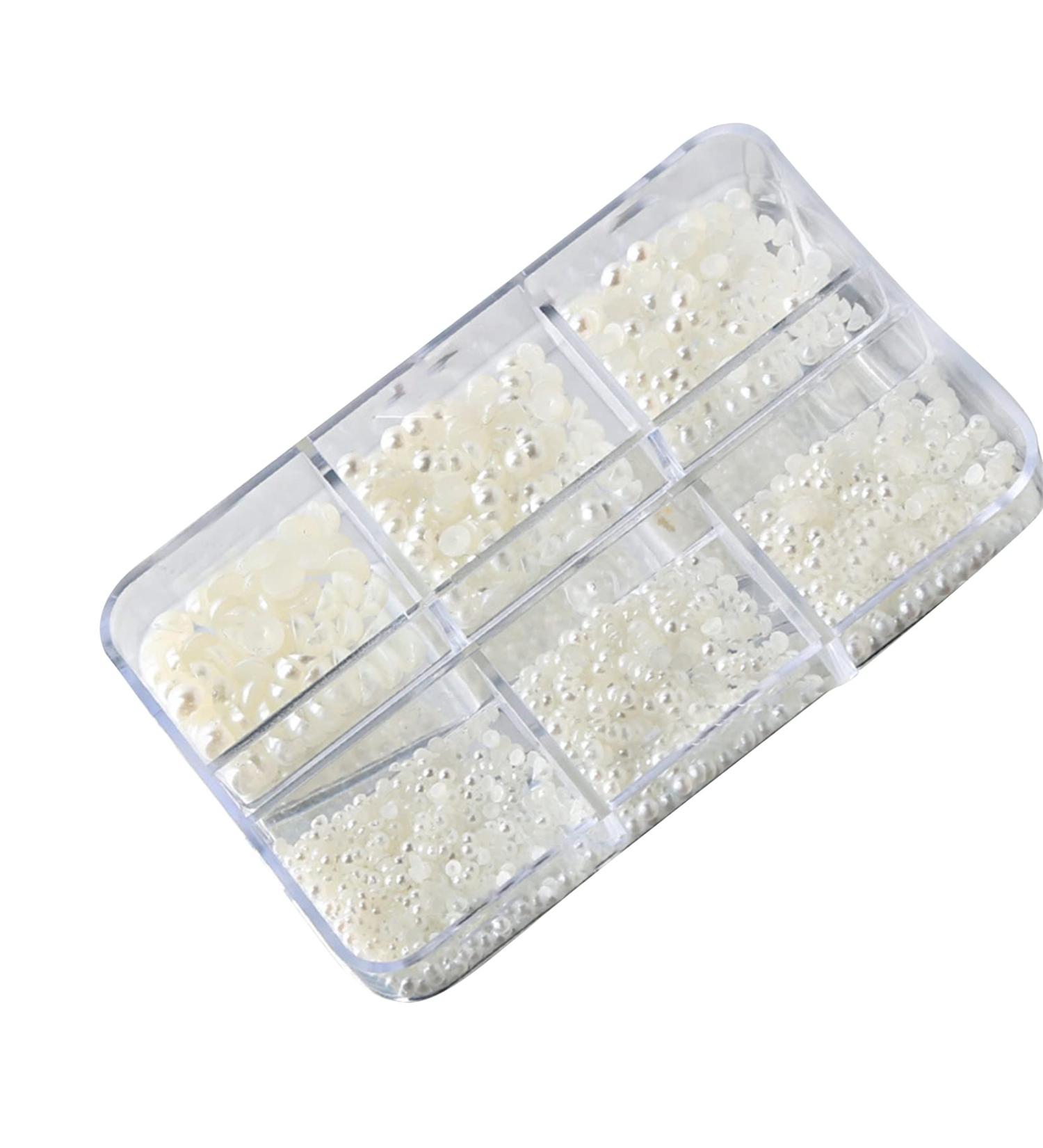 FEIlei Mix Size White Nail Art Tip Half Pearls 3D Nail Beads Rhinestones Decoration DIY Tool Beauty Manicure Supplies - Buy Online on GoSupps.com