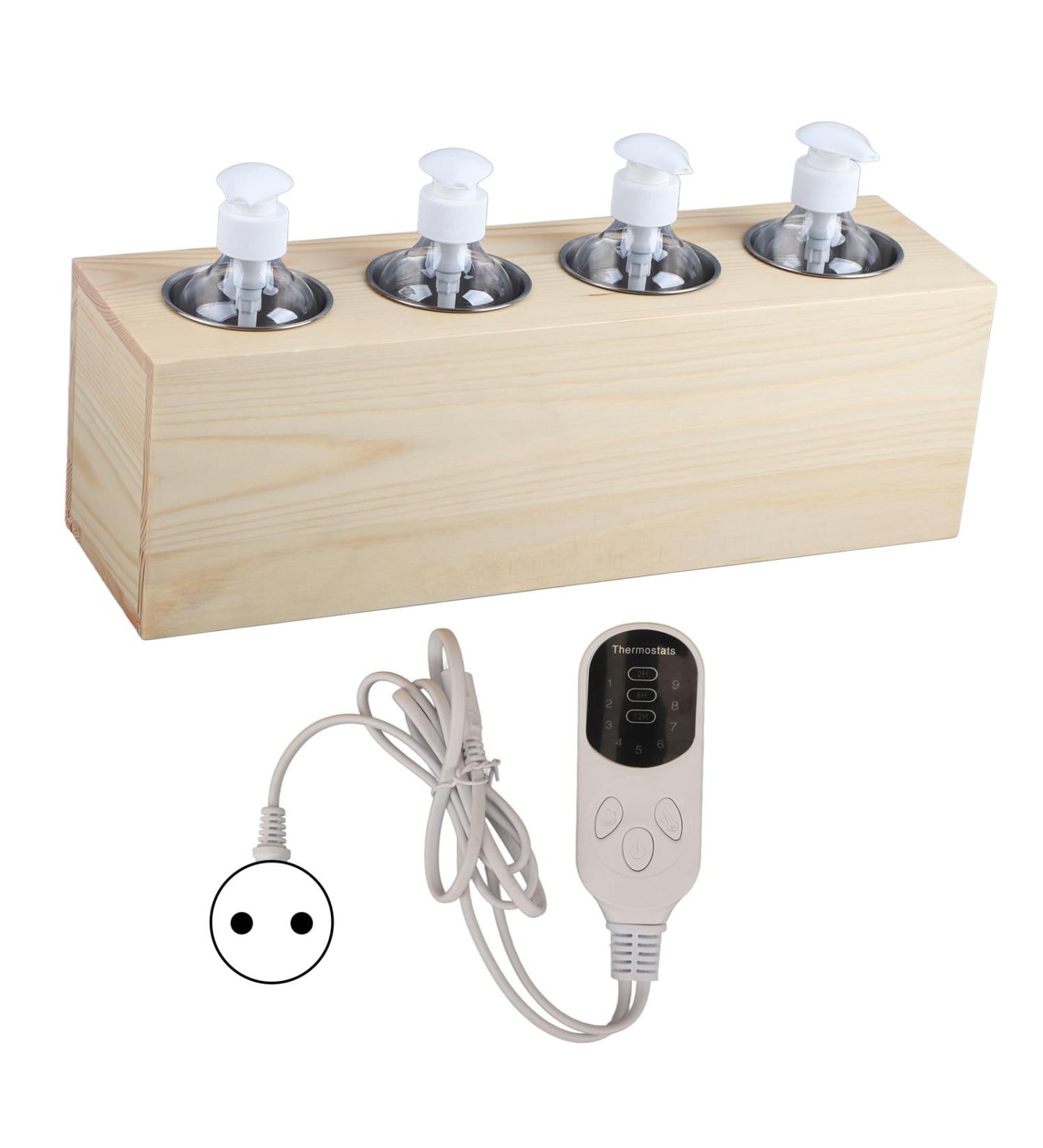 Massage Oil Heater - 4 Bottle with Temperature Control & Timer | Lotion Warmer for Spa & Home Use (110-250V EU) - Buy Online on GoSupps.com