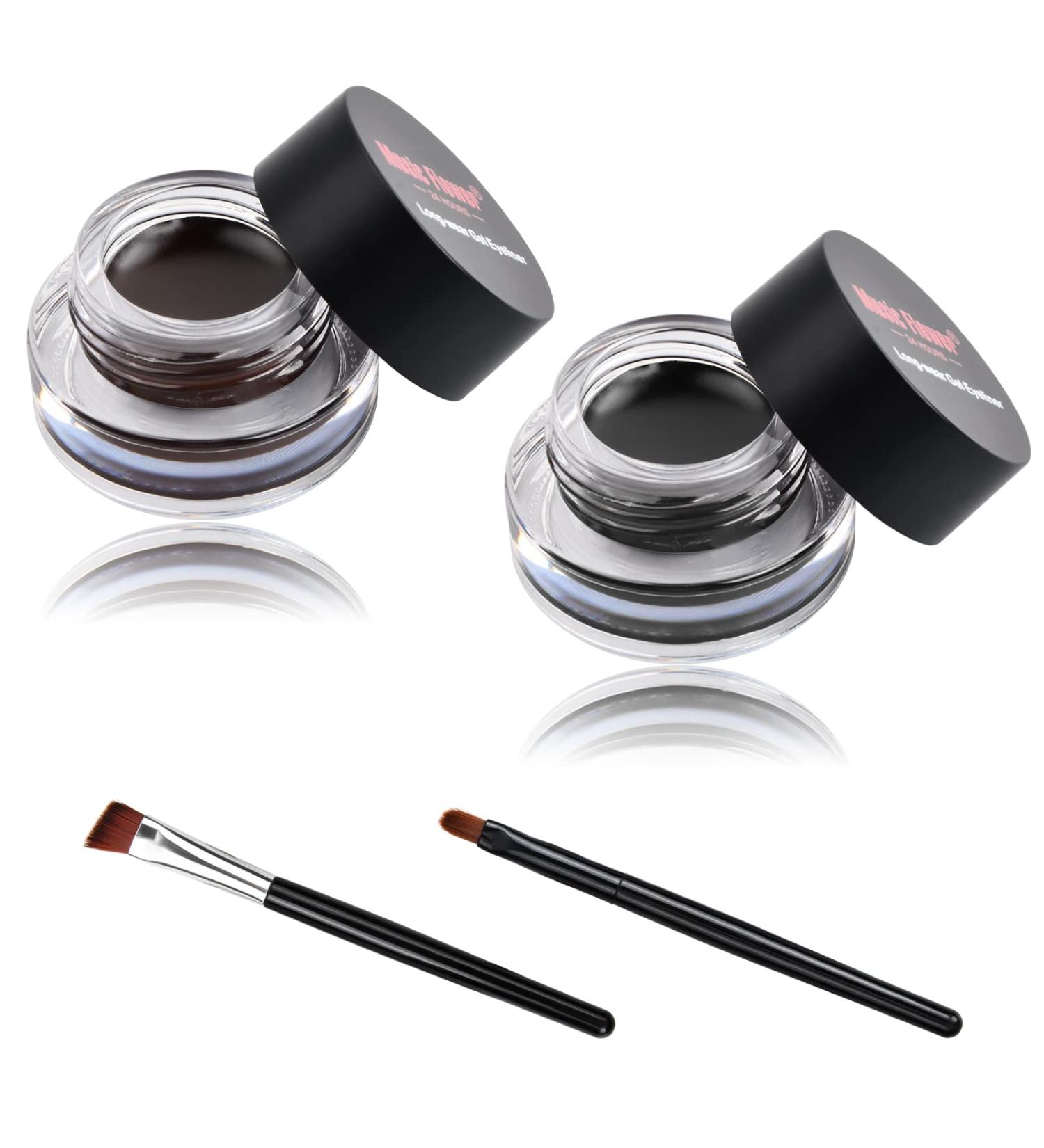 Vesaneae 2 Colors Eyeliner Waterproof Cream Eyeliner Gel Long Lasting Eyeliner Cream Creamy Eyeliner Gel Eye Makeup Reusable Gel Eyeliner Eyeliner Applicator with 2 Brushes - Buy Online on GoSupps.com