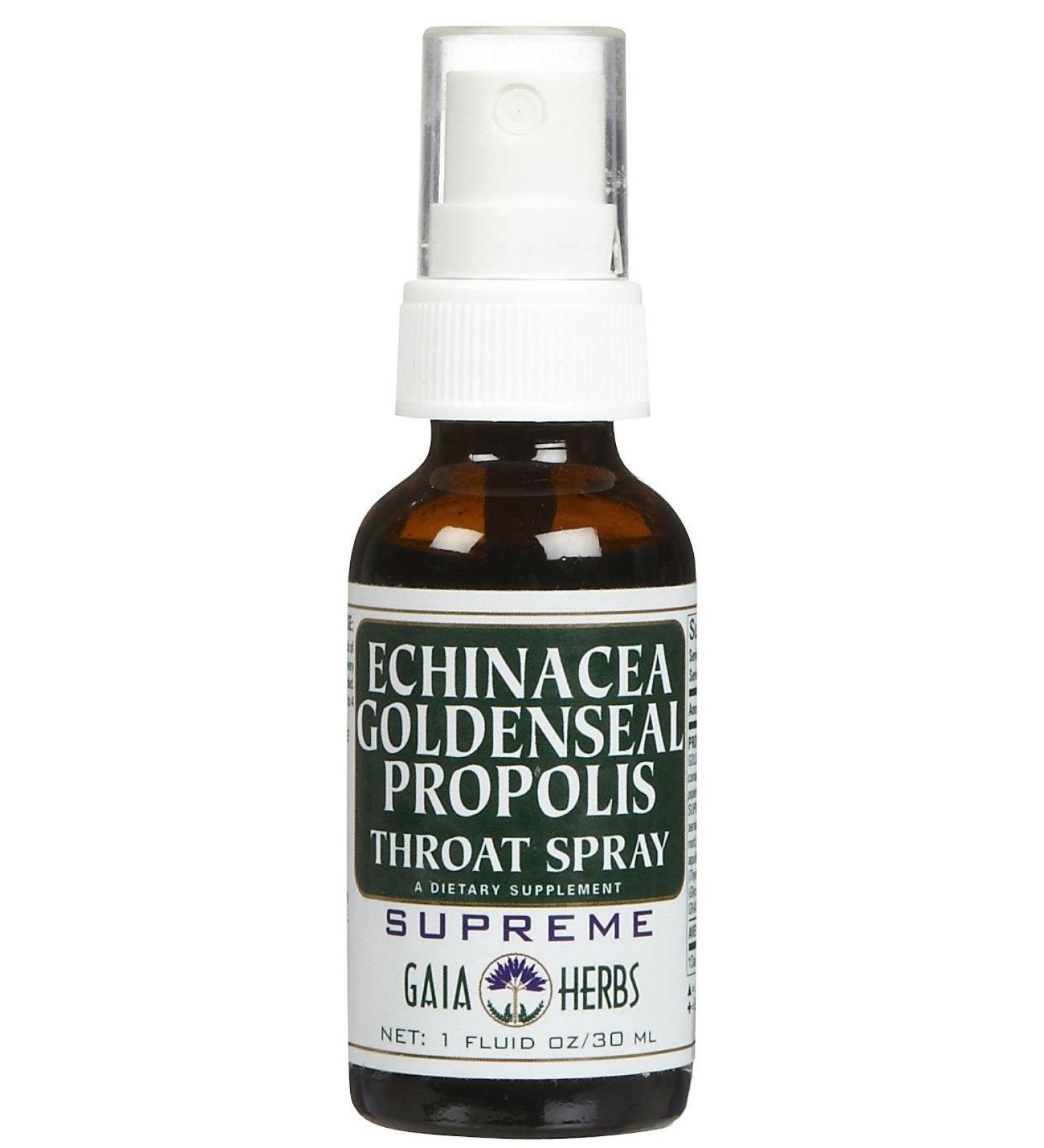 Echinacea Goldenseal Propolis Throat Spray by Gaia Herbs - 1 fl oz (30 ml) | Immune Support - Buy Online on GoSupps.com