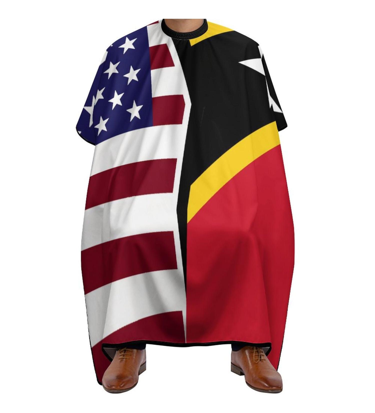 Shop American & Saint Kitts Nevis Flag Barber Cape | Adjustable Hair Cutting Salon Apron for Adults - Buy Online on GoSupps.com