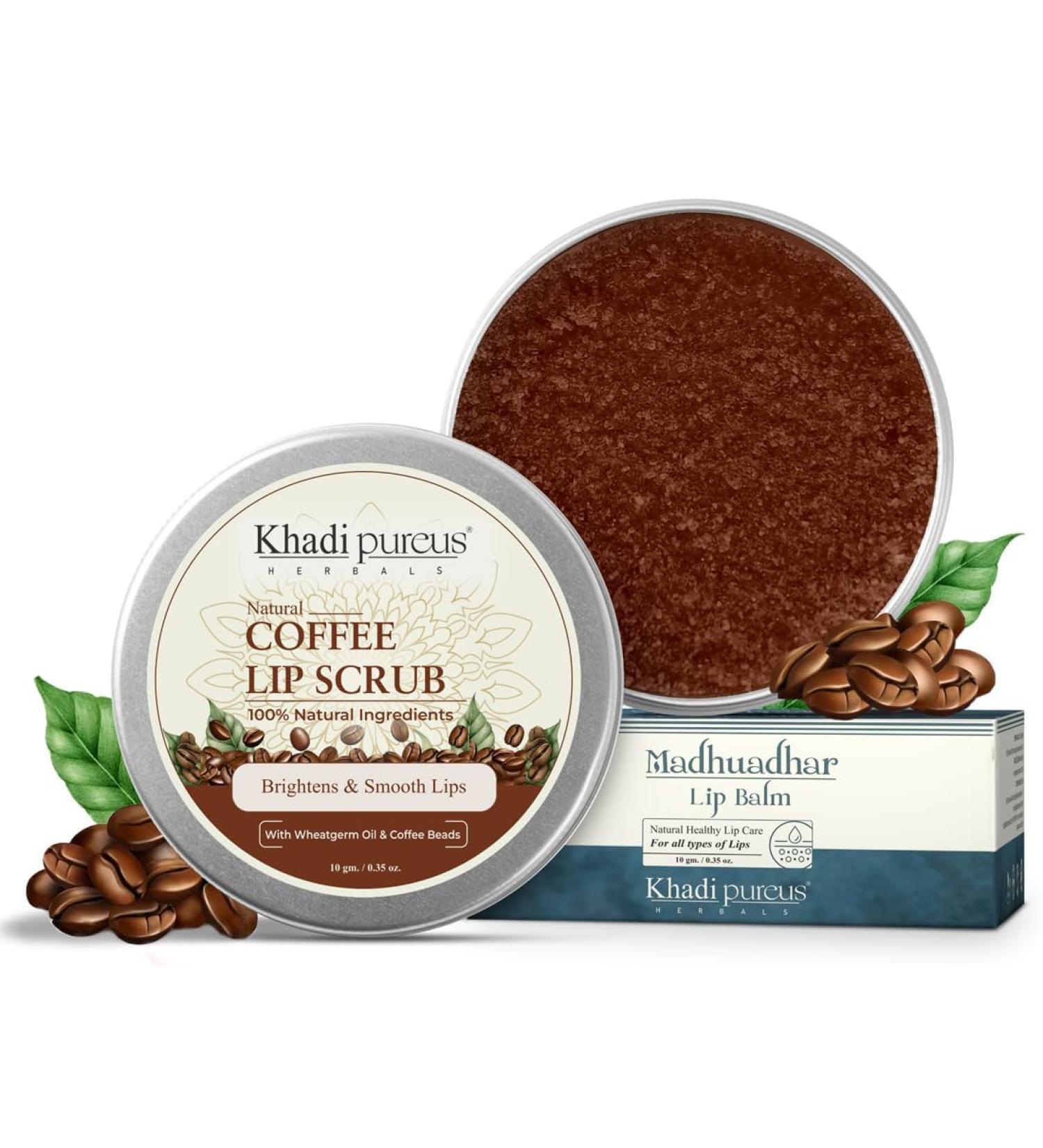 Herbals Madhuadhar Coffee Lip Scrub for Lightening Brightening & Smooth Lips Chapped Dry Tanned & Pigmented Lips | Women & Men (10 gm)