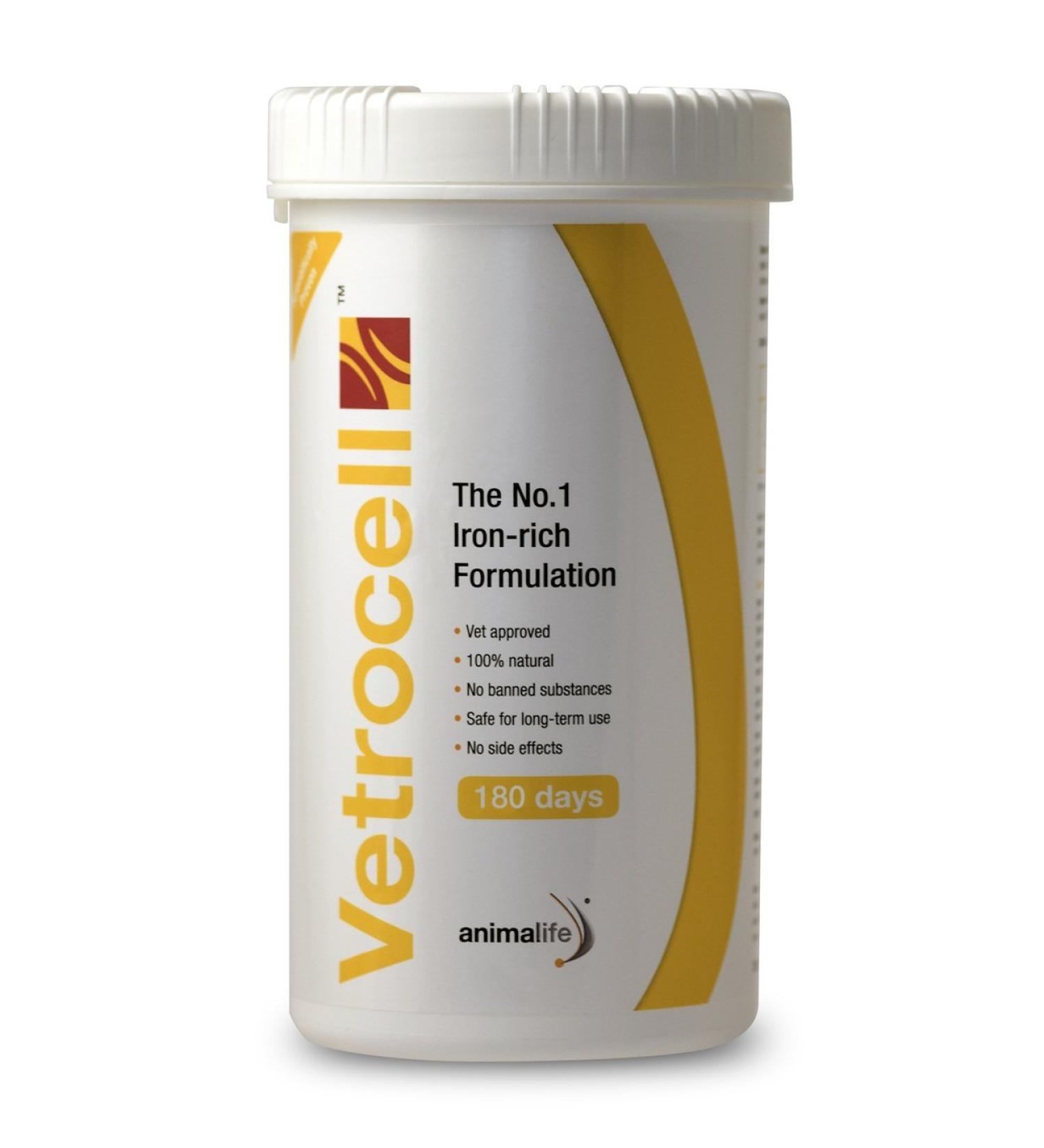 Vetrocell Iron Rich Supplement - This Supplement Maintains Cellular Support, Especially Beneficial For The Performance Of Horses That Are Prone To Stress As Well As Broodmares & Foals. (98g, 420g or 1.26kg)